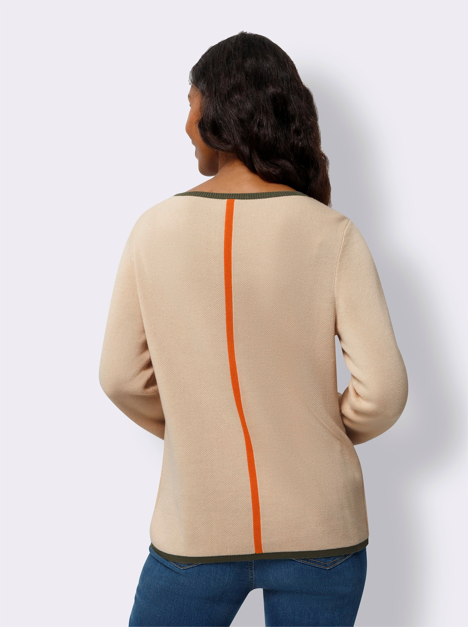 heine Pull jacquard avec rayures contrastées - café au lait