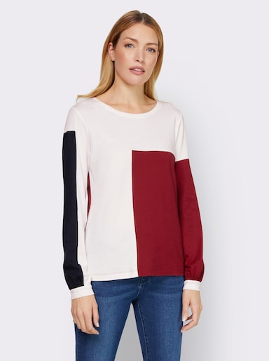 heine Shirt met lange mouwen en color-blocking-patroon - marine/ecru gedessineerd