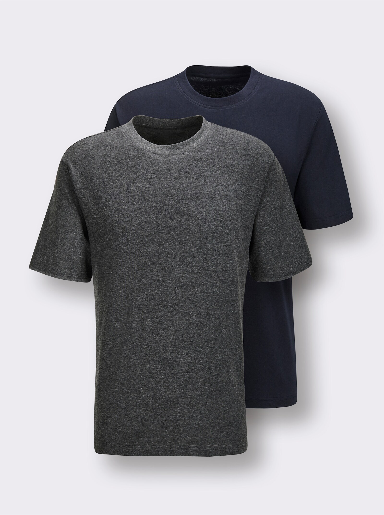 wäschepur men Schlafanzug-Shirt - marine + anthrazit-meliert