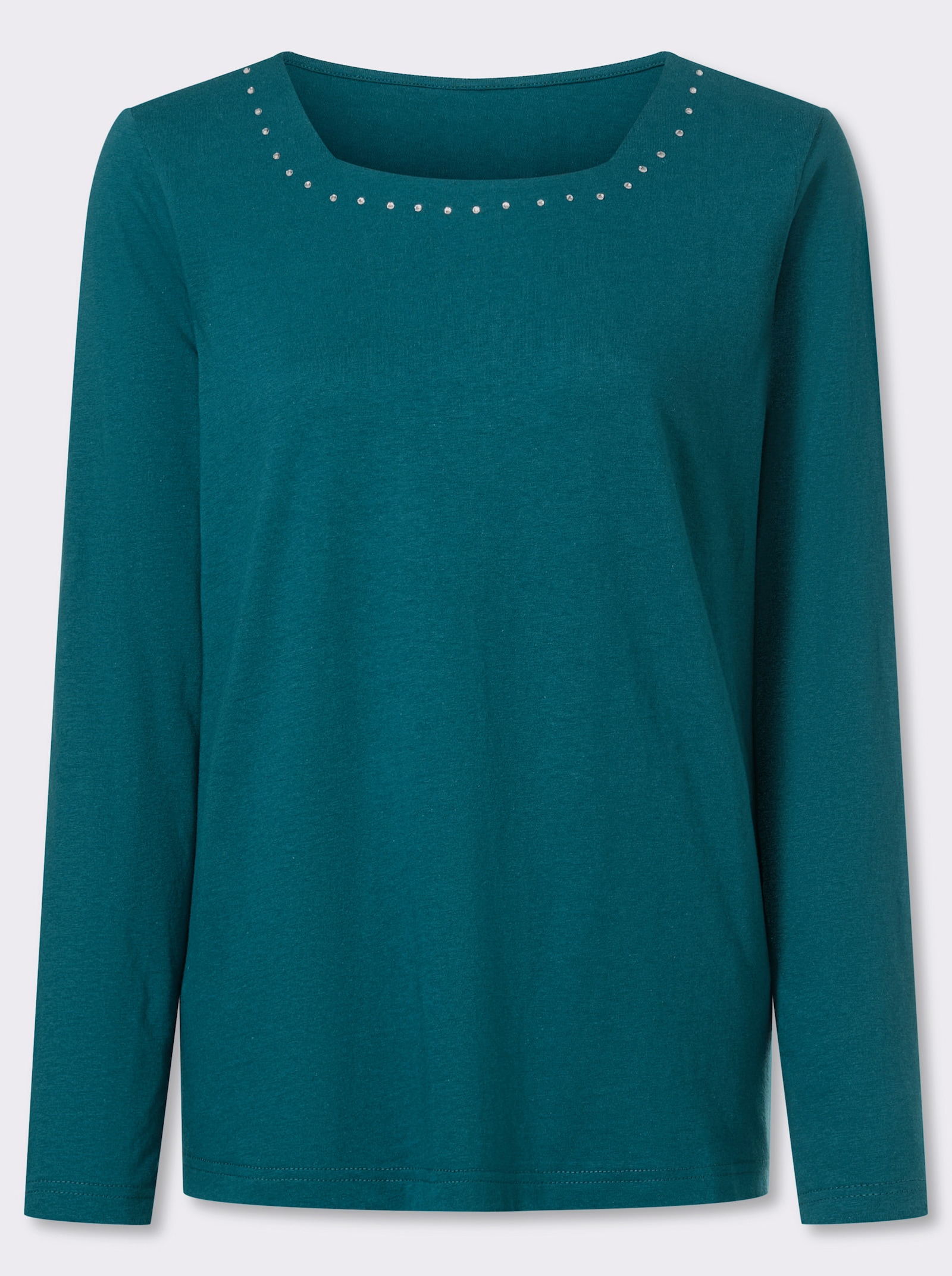 Langarmshirt mit Glitzersteinchen - aquapetrol