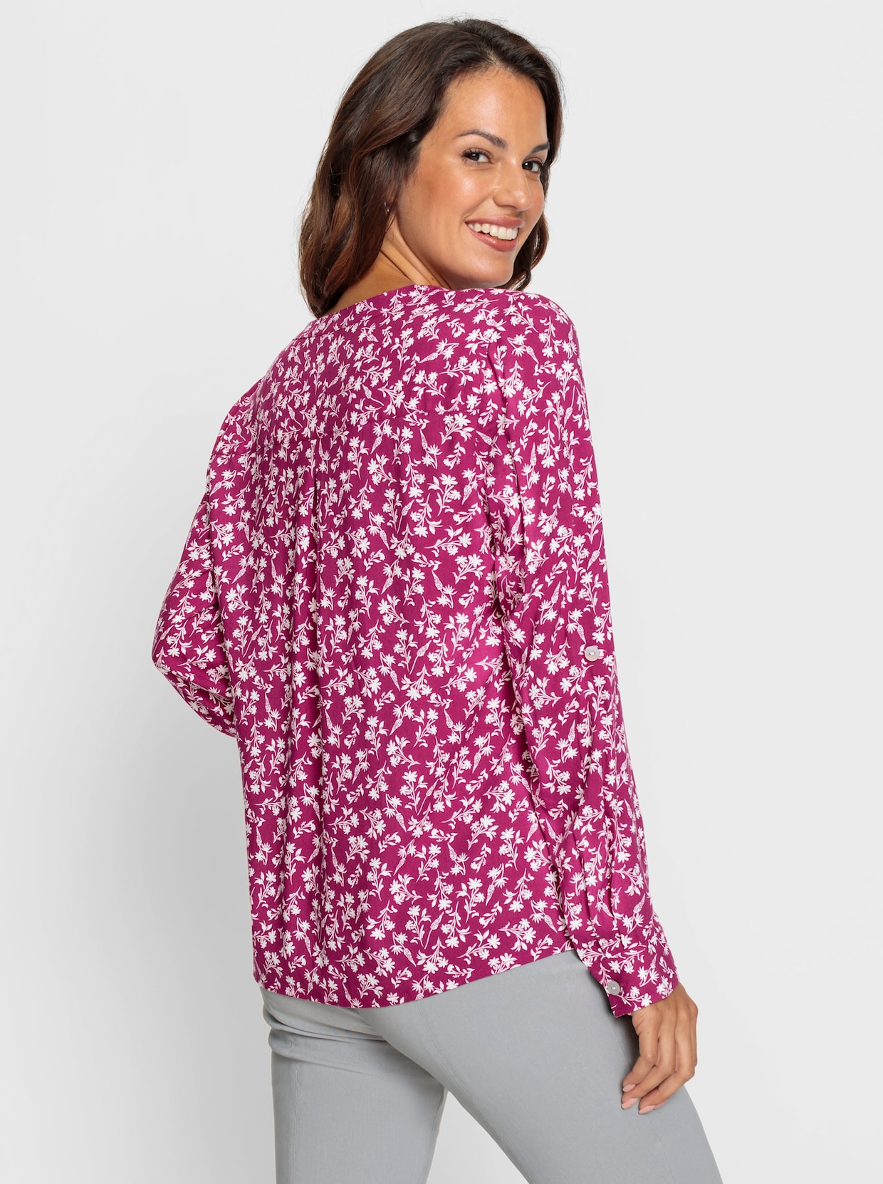 Blouse - mauve/wit bedrukt