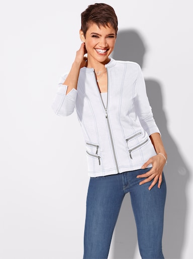 Shirtjacke mit Reißverschluss - weiß
