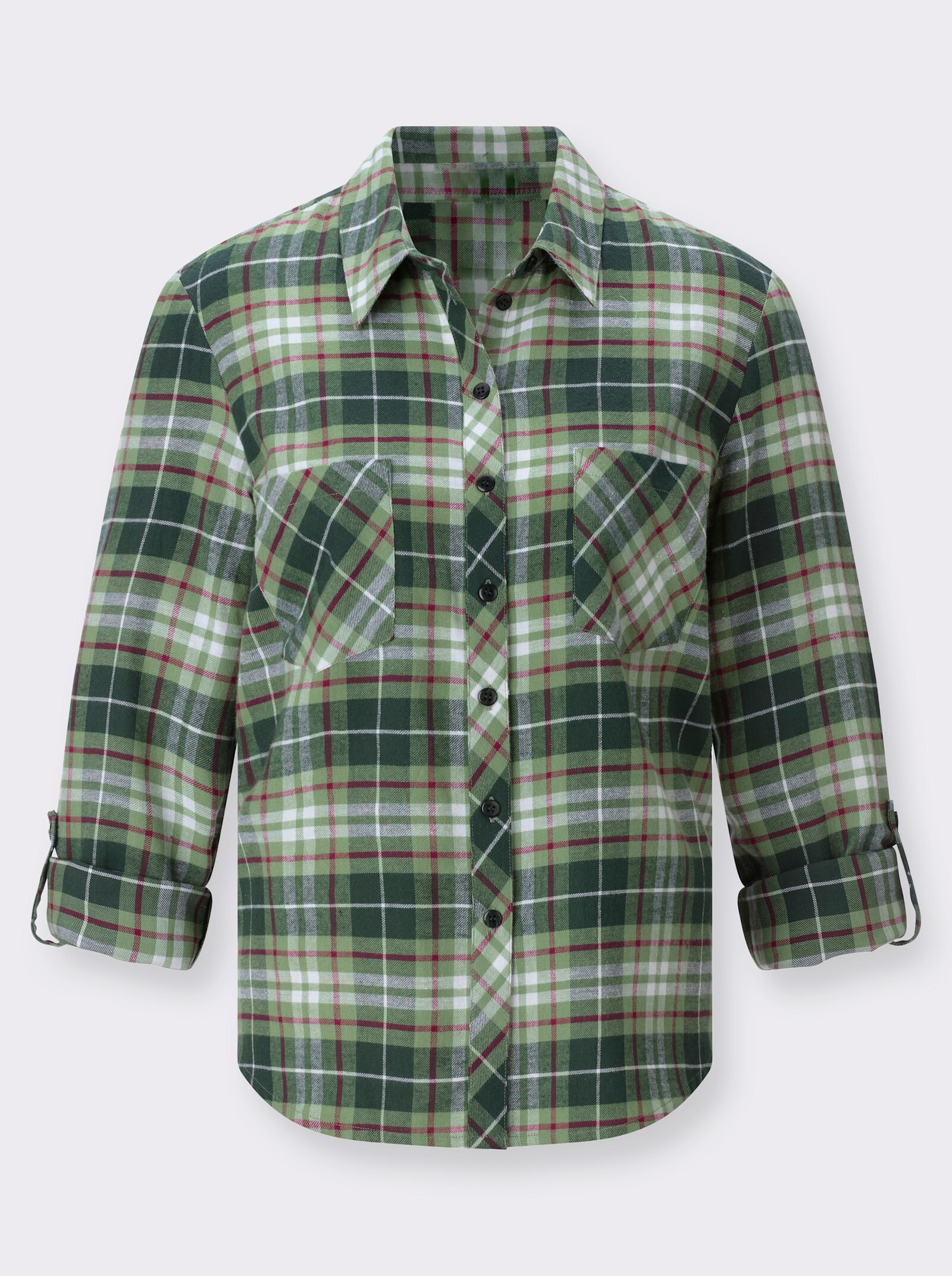 Karobluse aus weichem Flanell - eucalyptus-moos-kariert