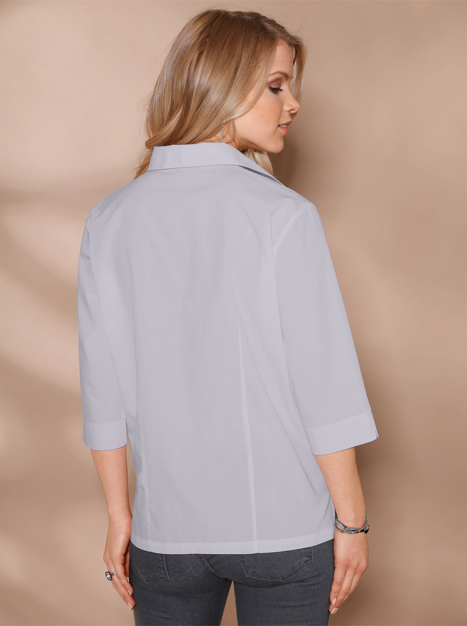 Overhemdblouse met 3/4-mouwen - zilvergrijs