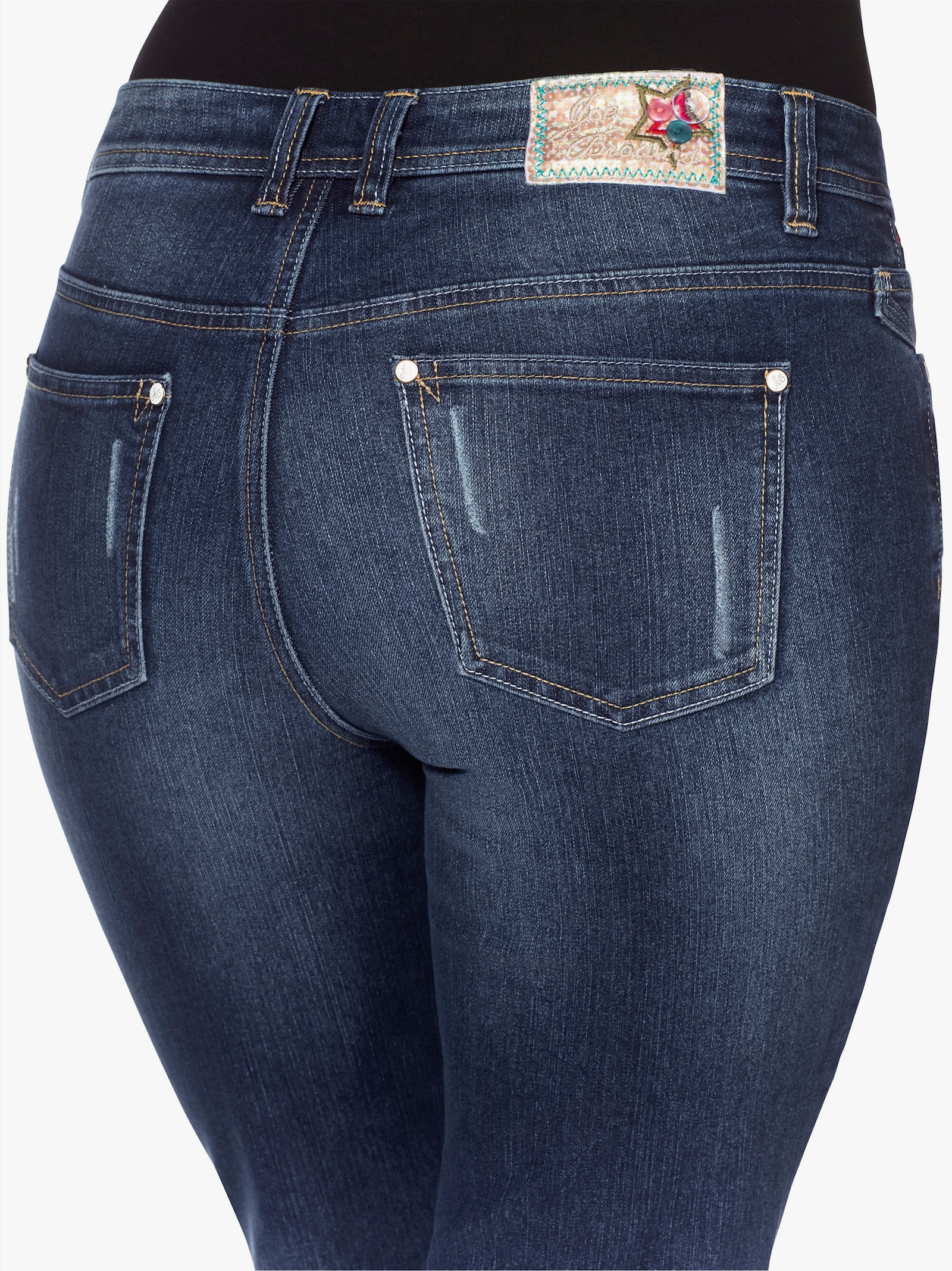 sheego by Joe Browns Bootcut jeans in used-look - dark blue denim