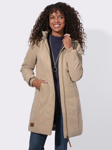  Kapuzenjacke mit Reißverschluss-Taschen - beige