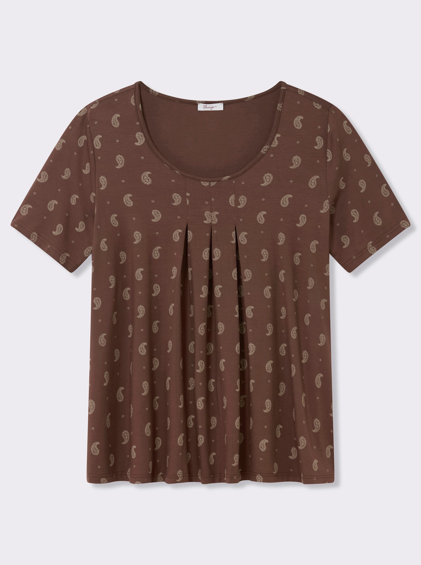 sheego Rundhalsshirt mit Paisleyprint - schoko-sesam-bedruckt