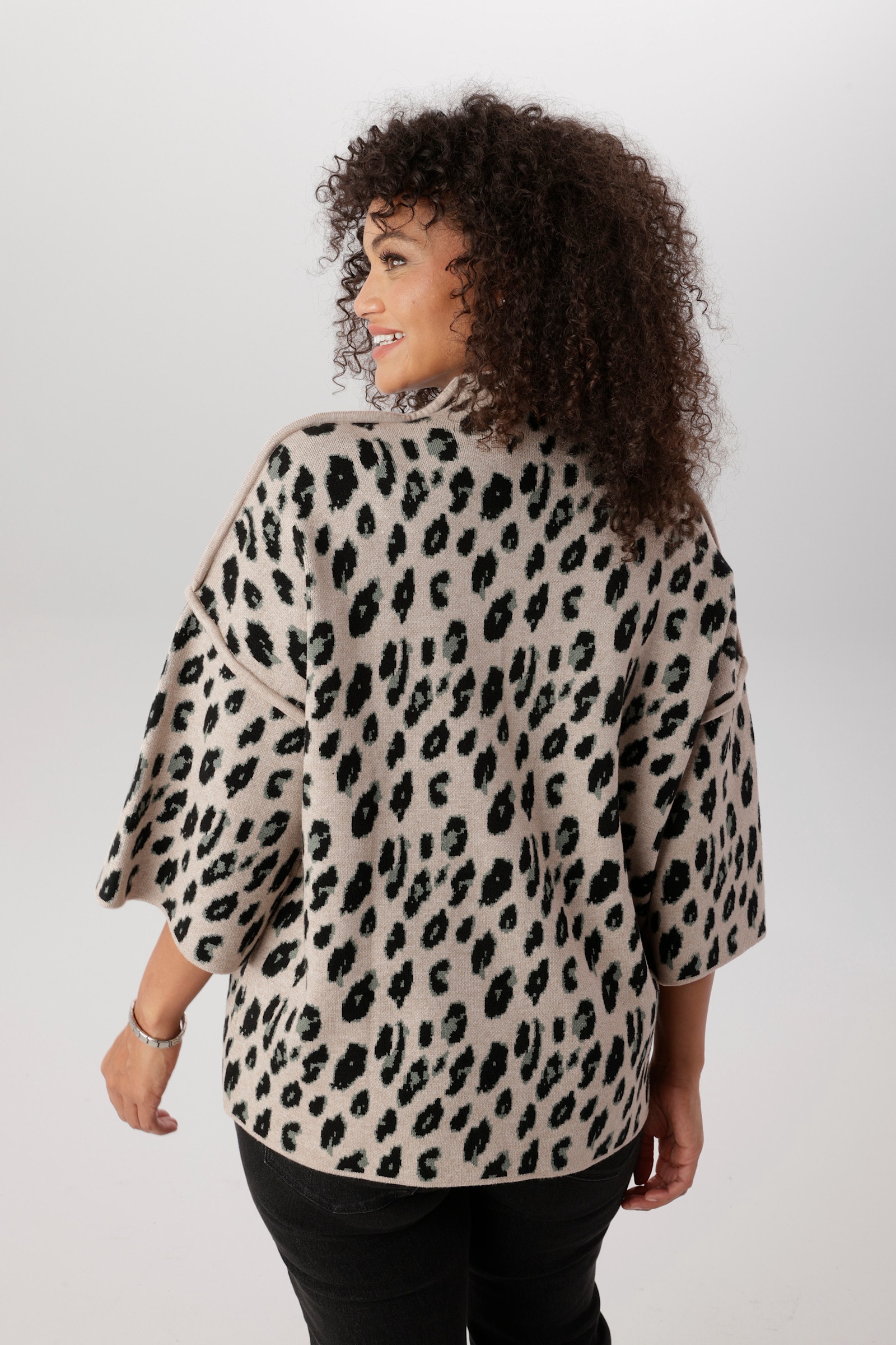 Aniston PLUS Strickpullover - beige-grün-schwarz