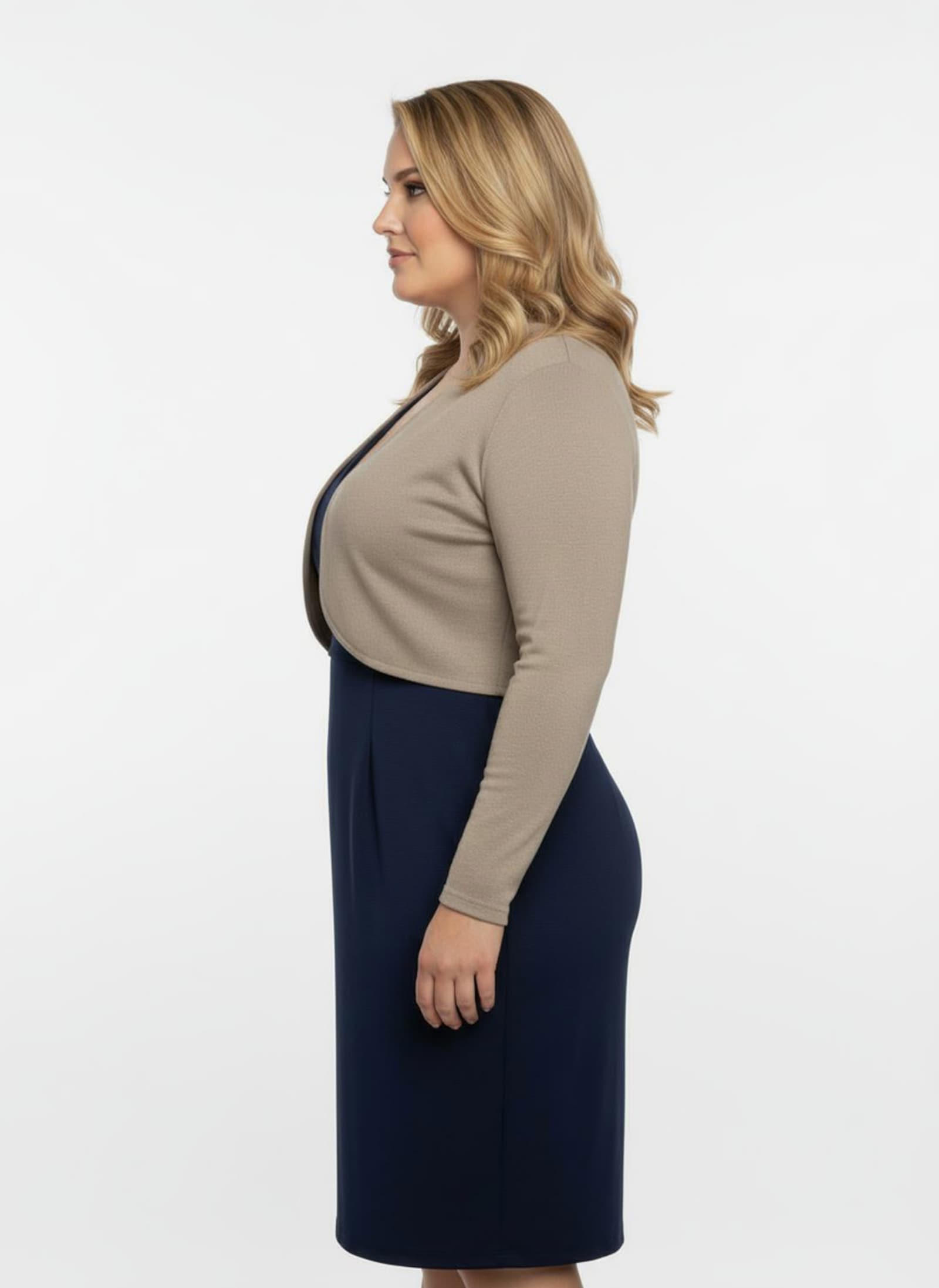 Bolero Feinstrick-Qualität, verschlusslos - sesam