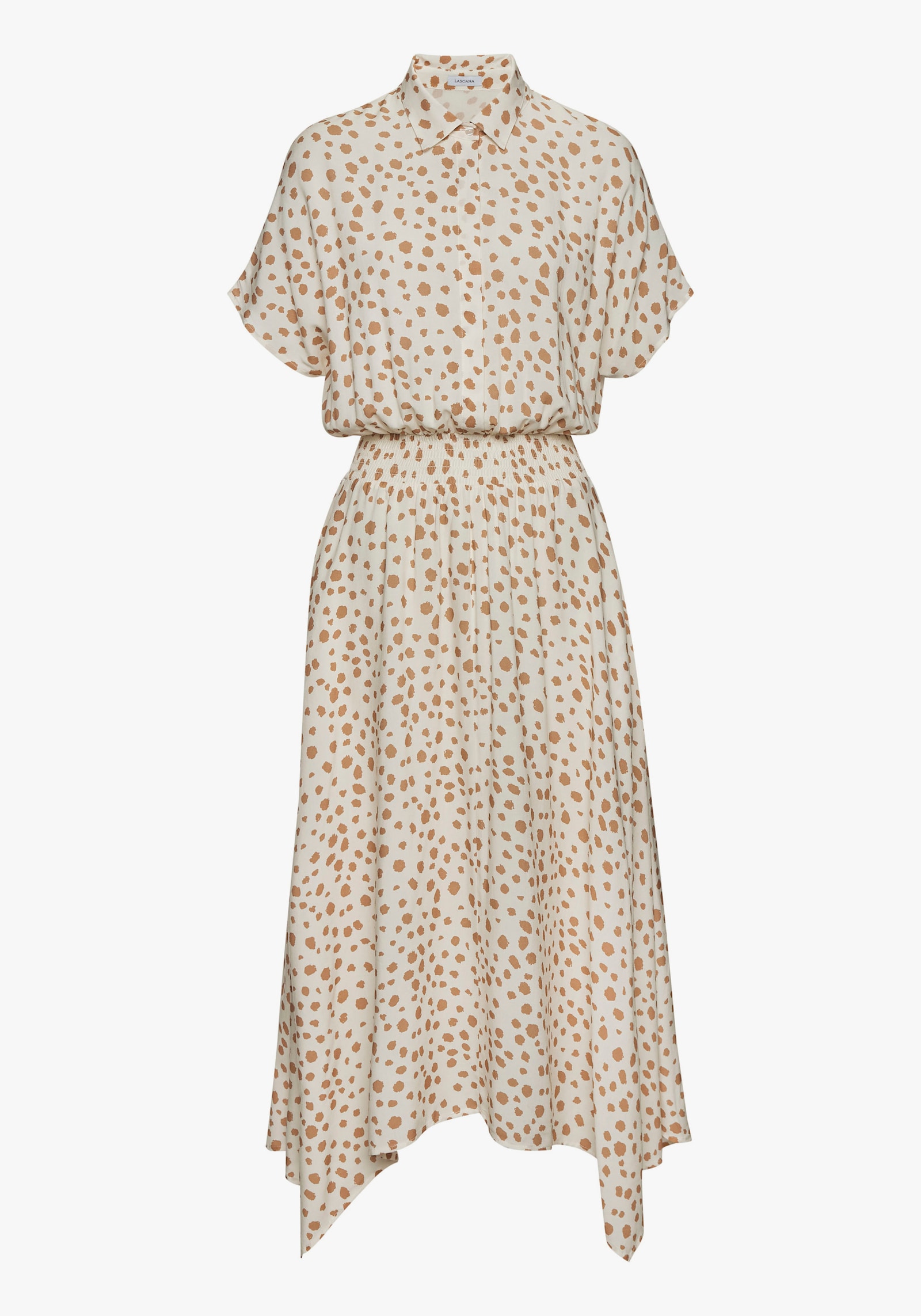 LASCANA Midikleid - creme-taupe bedruckt