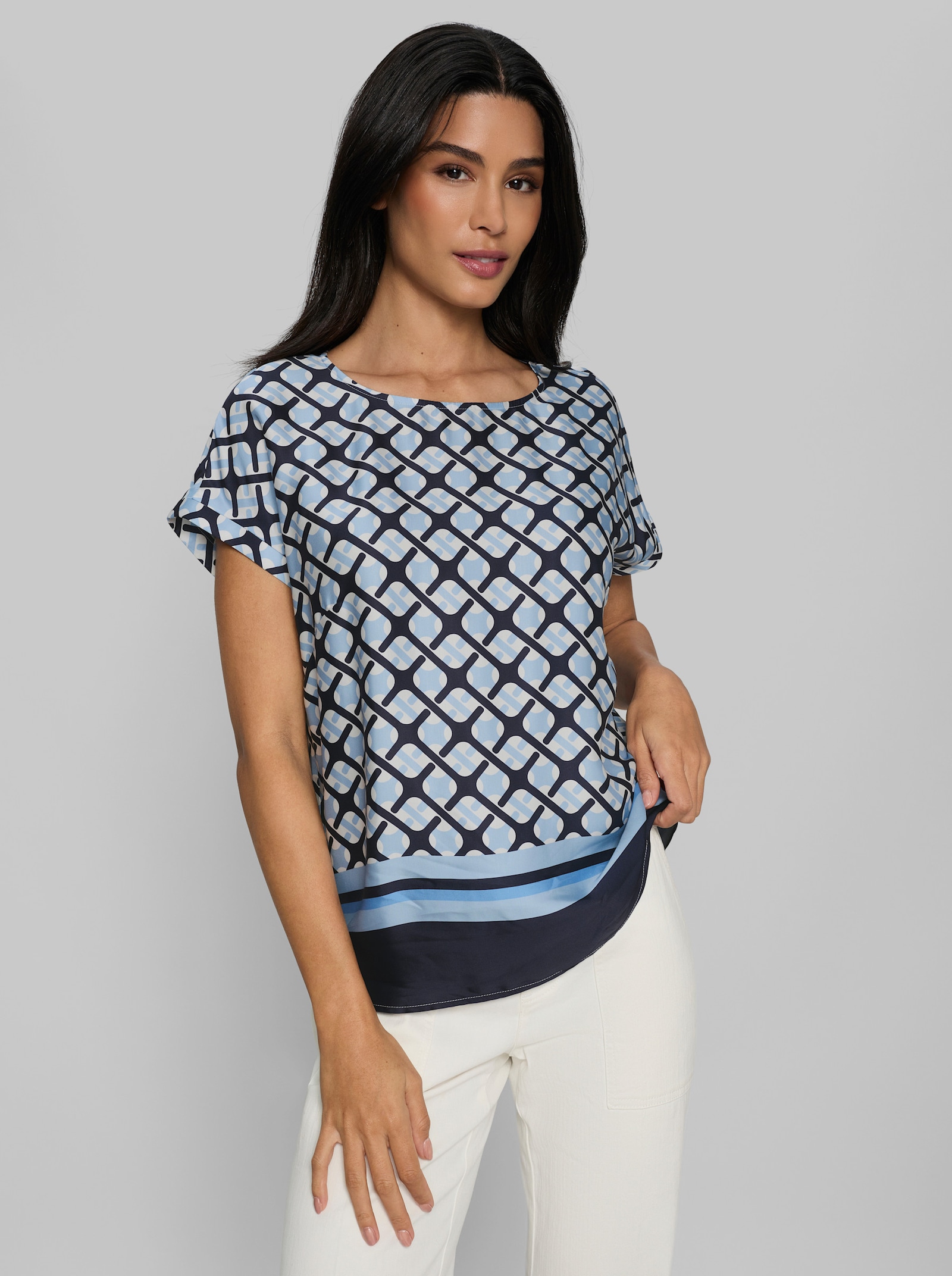 heine Druckbluse mit Muster-Print - marine-ecru-bedruckt