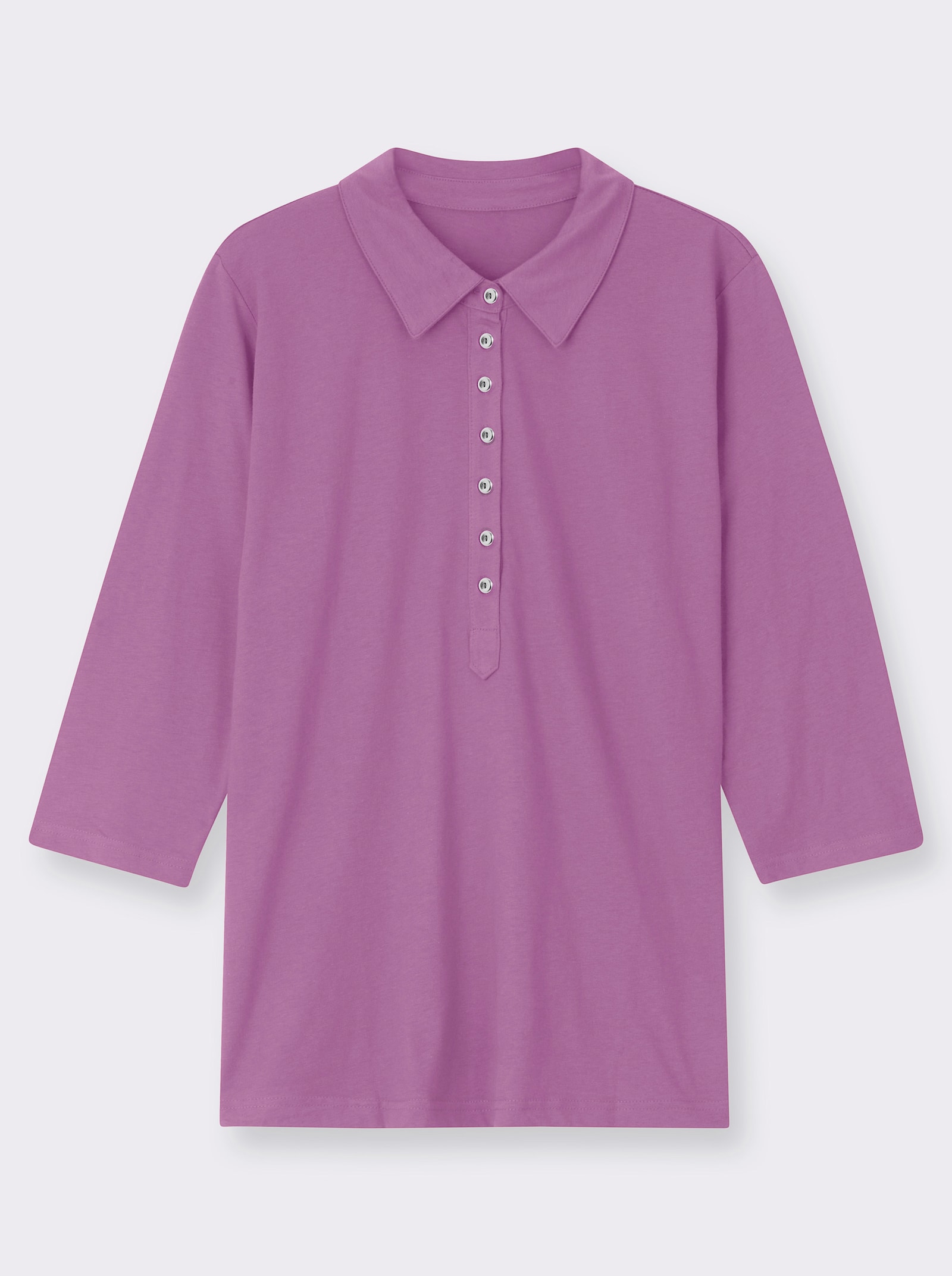 Poloshirt mit langer Knopfleiste - orchidee