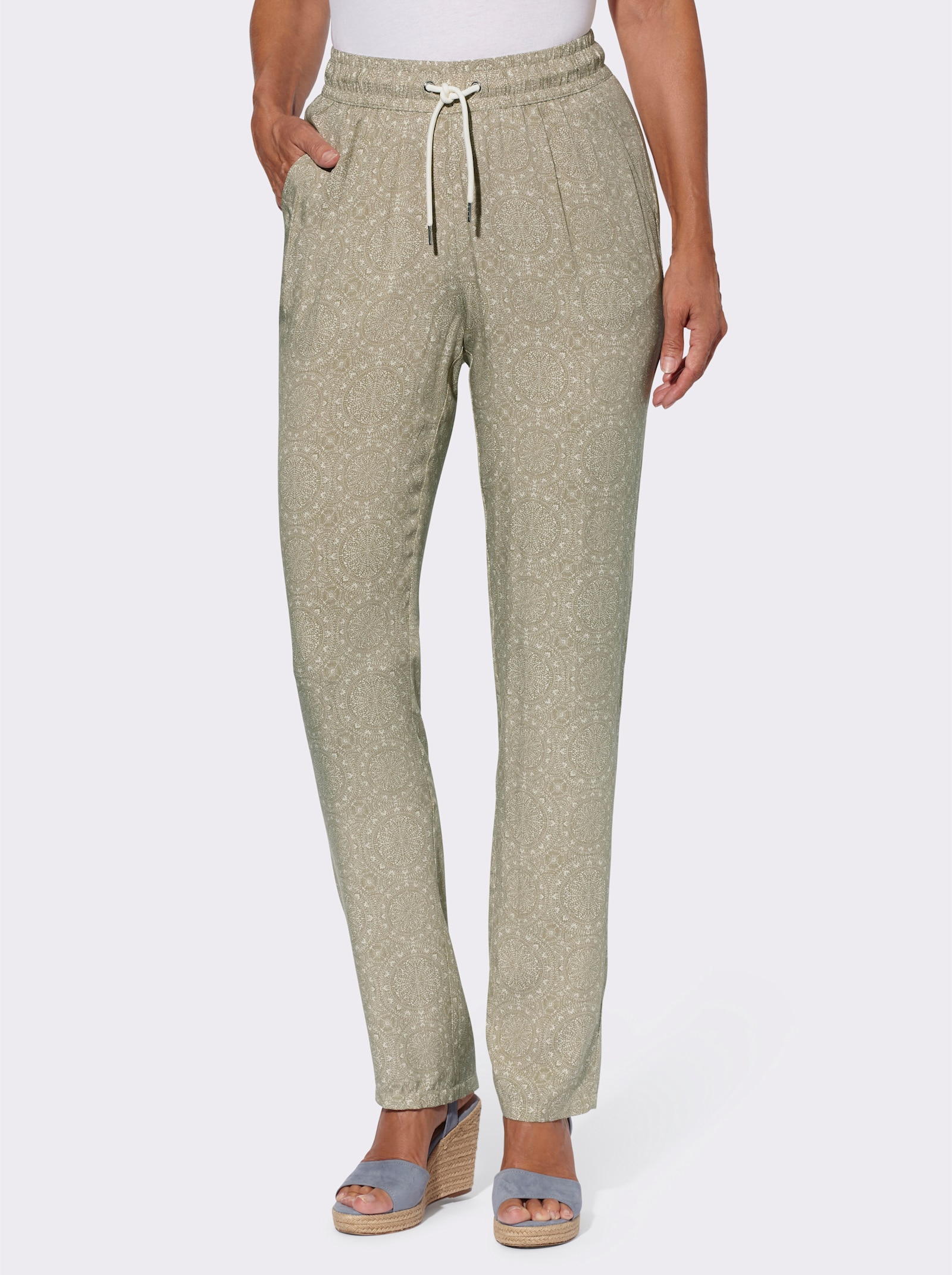 Schlupfhose mit Mandala-Druck - schlamm-champagner-bedruckt