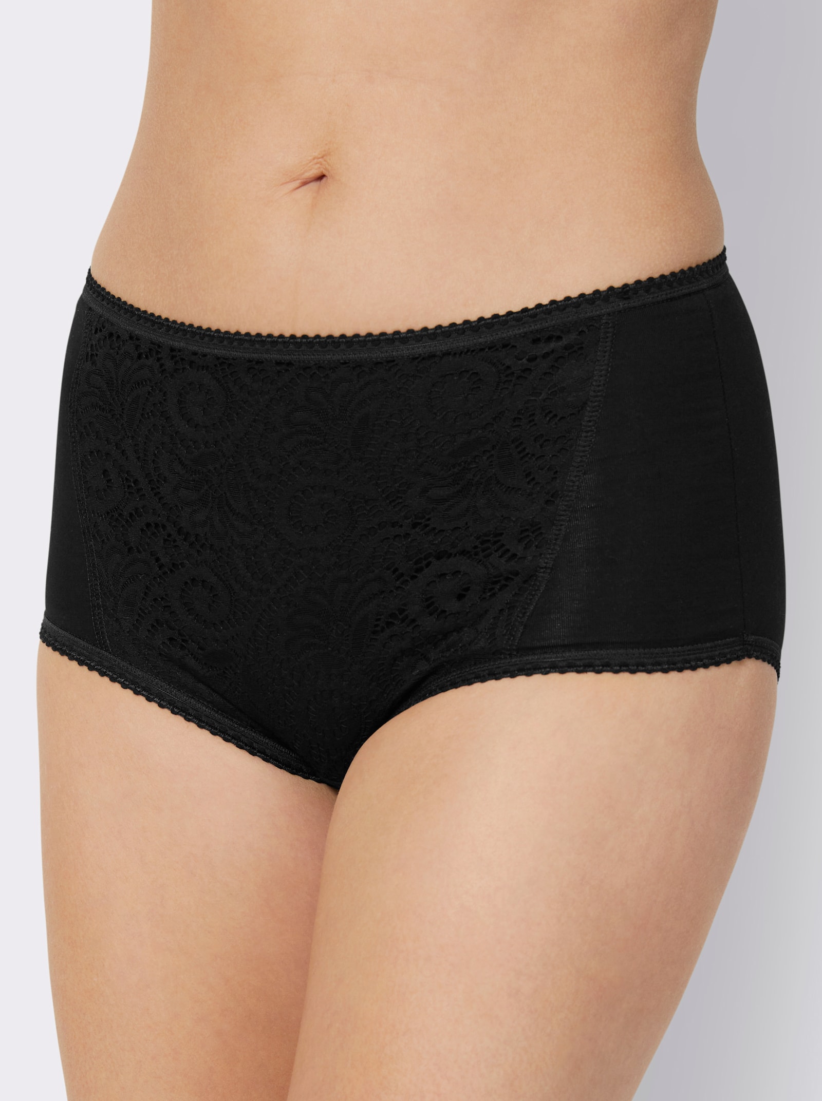 wäschepur Formslip mit Ornament-Spitze - schwarz