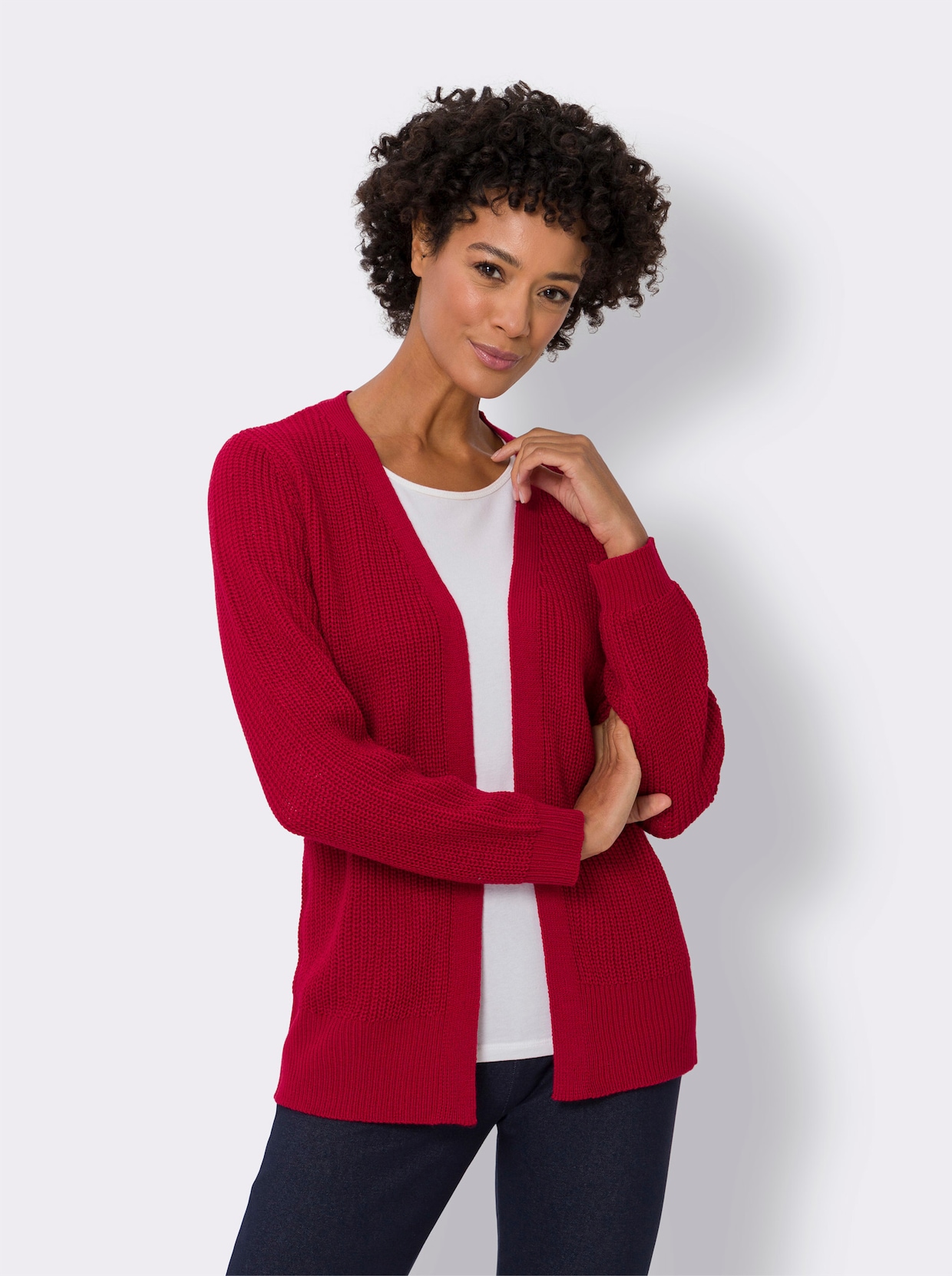 Lang gebreid vest - rood