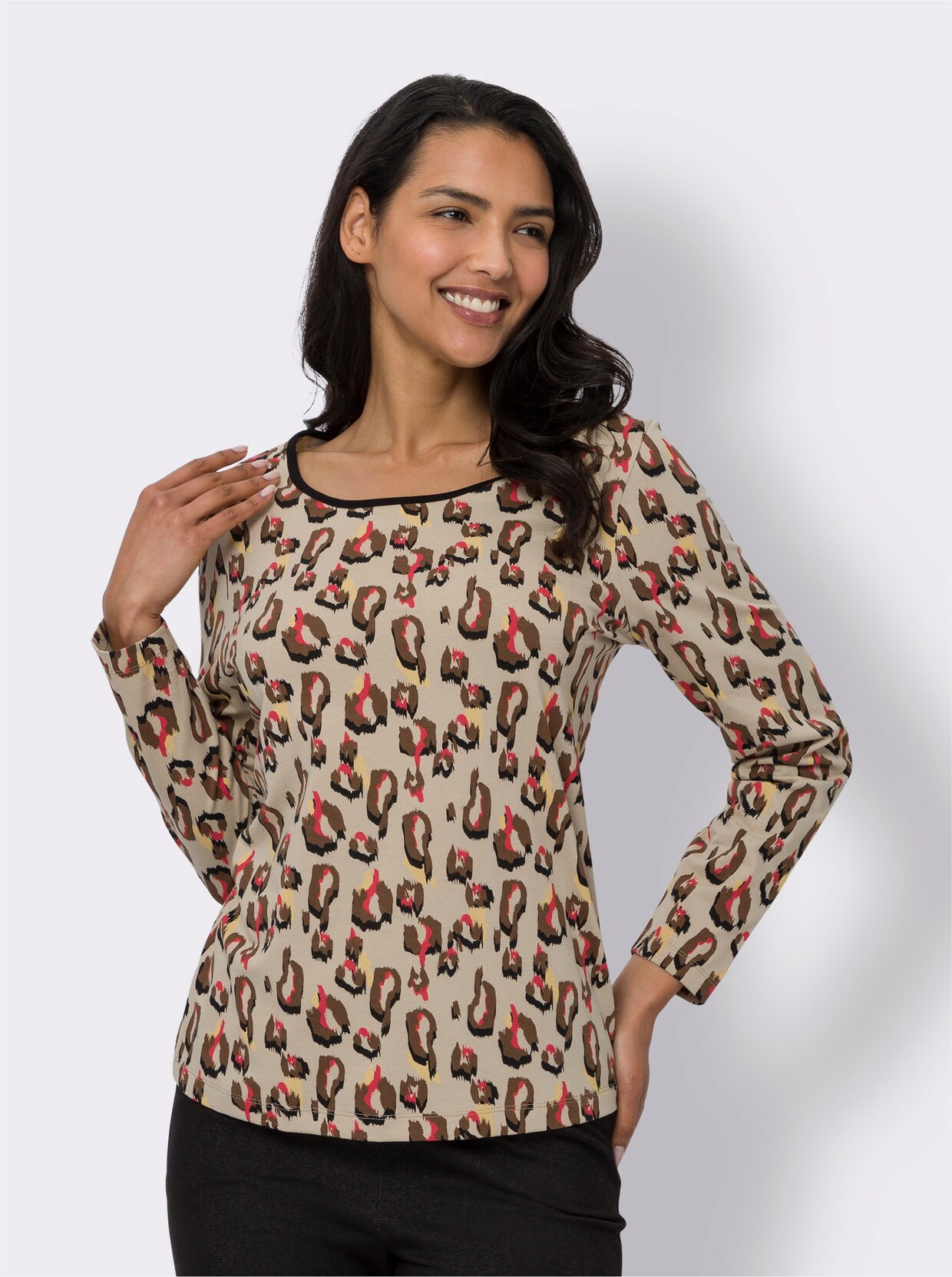 Shirt met lange mouwen - beige geprint
