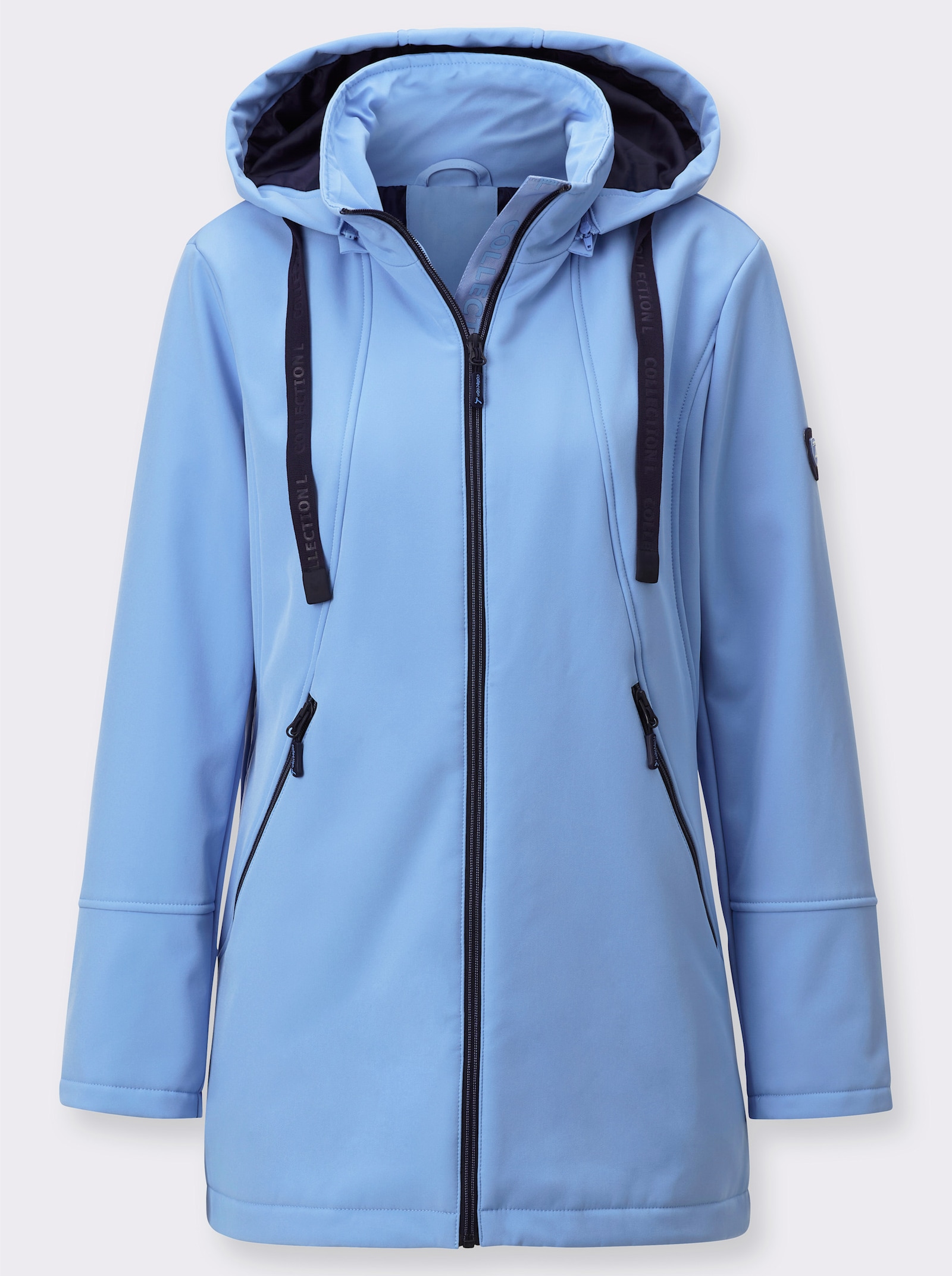 Softshelljacke mit kontrastfarbigem Futter - himmelblau