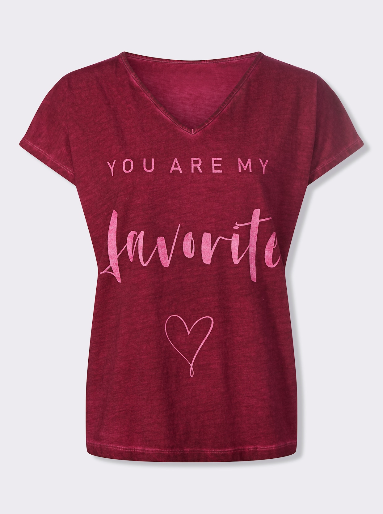 heine Print-Shirt mit Oil-dyed-Waschung - bordeaux