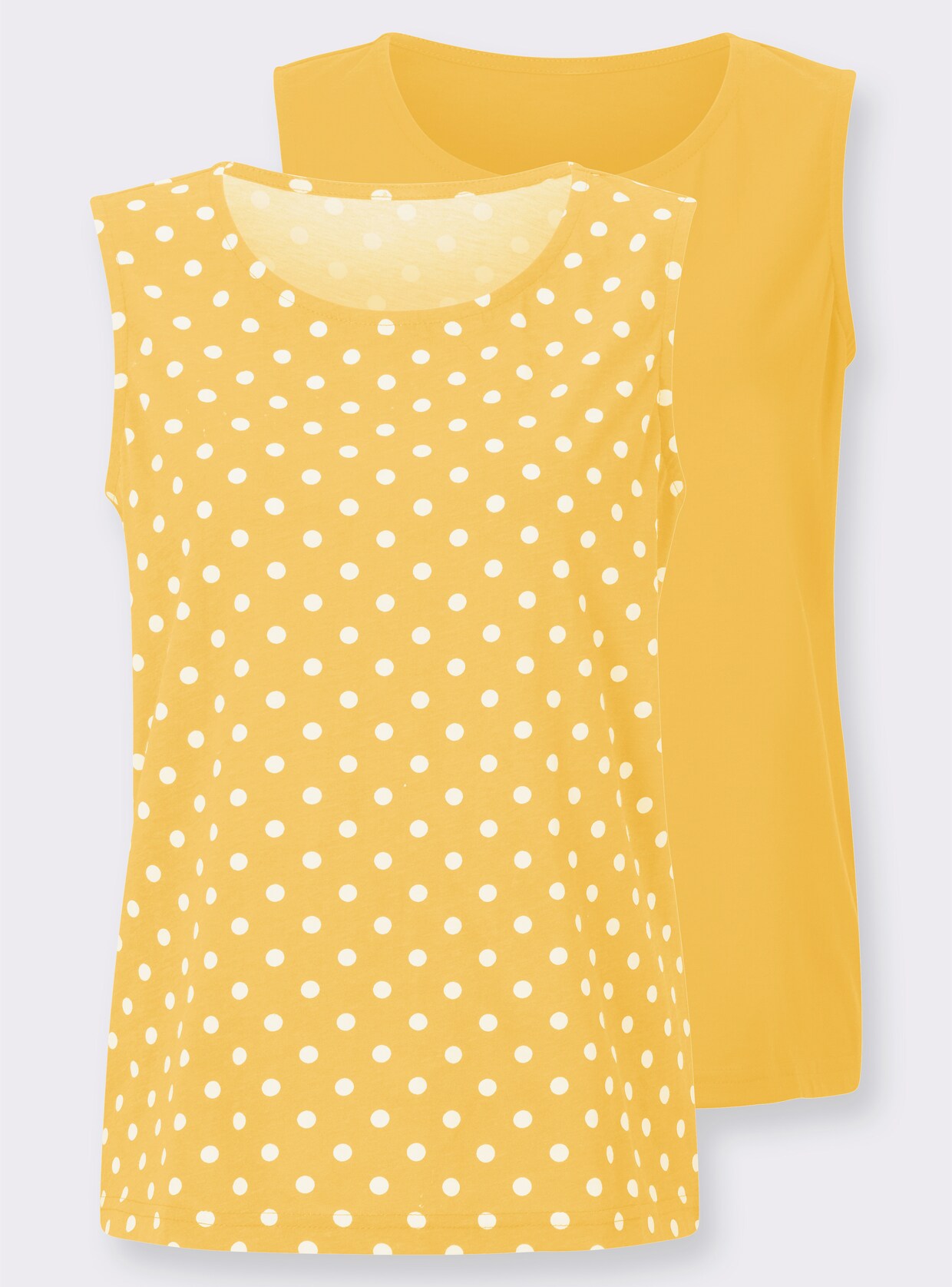 Shirttop - geel + geel gestippeld