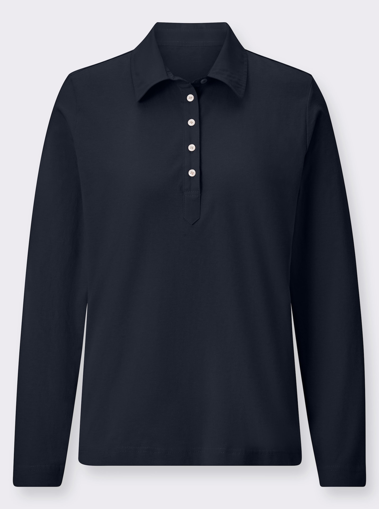 Poloshirt met lange mouwen van puur katoen - marine