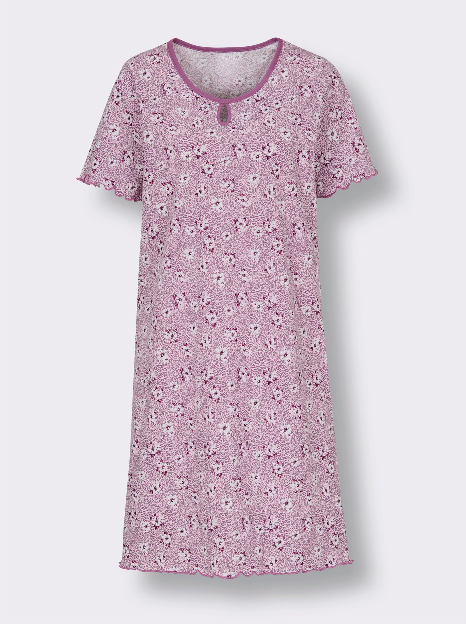 wäschepur Sleepshirt mit floralem Druck - hellrosé-violett-bedruckt