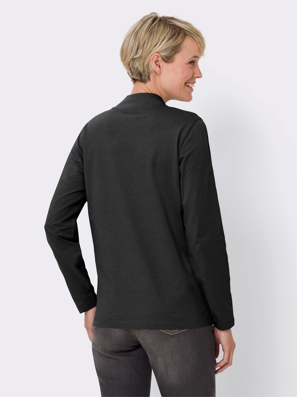 Shirt met opstaande kraag - zwart