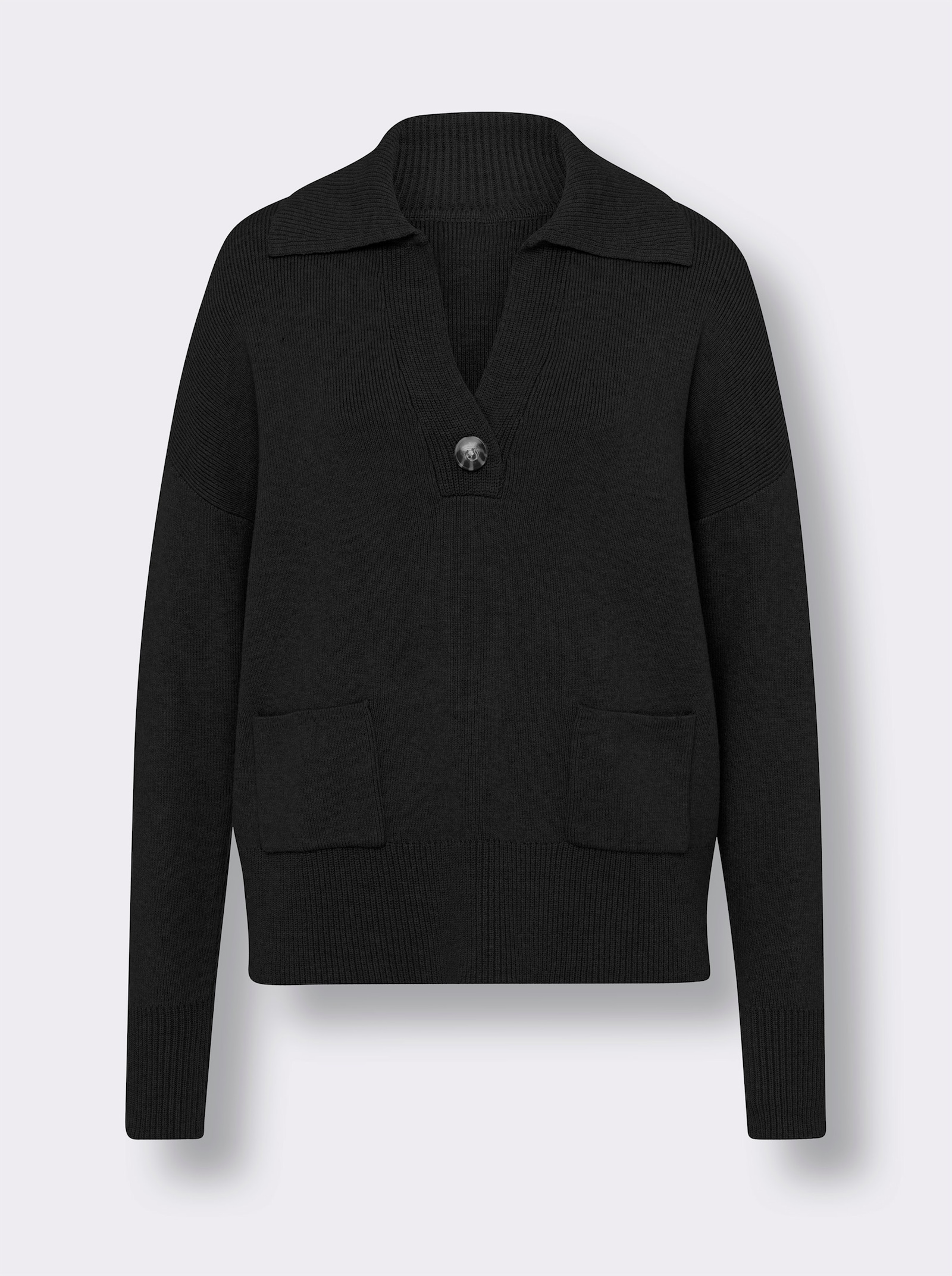 heine Polopullover mit Taschen - schwarz