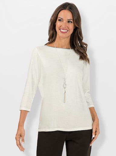 3/4-Arm-Shirt mit U-Boot-Ausschnitt - ecru