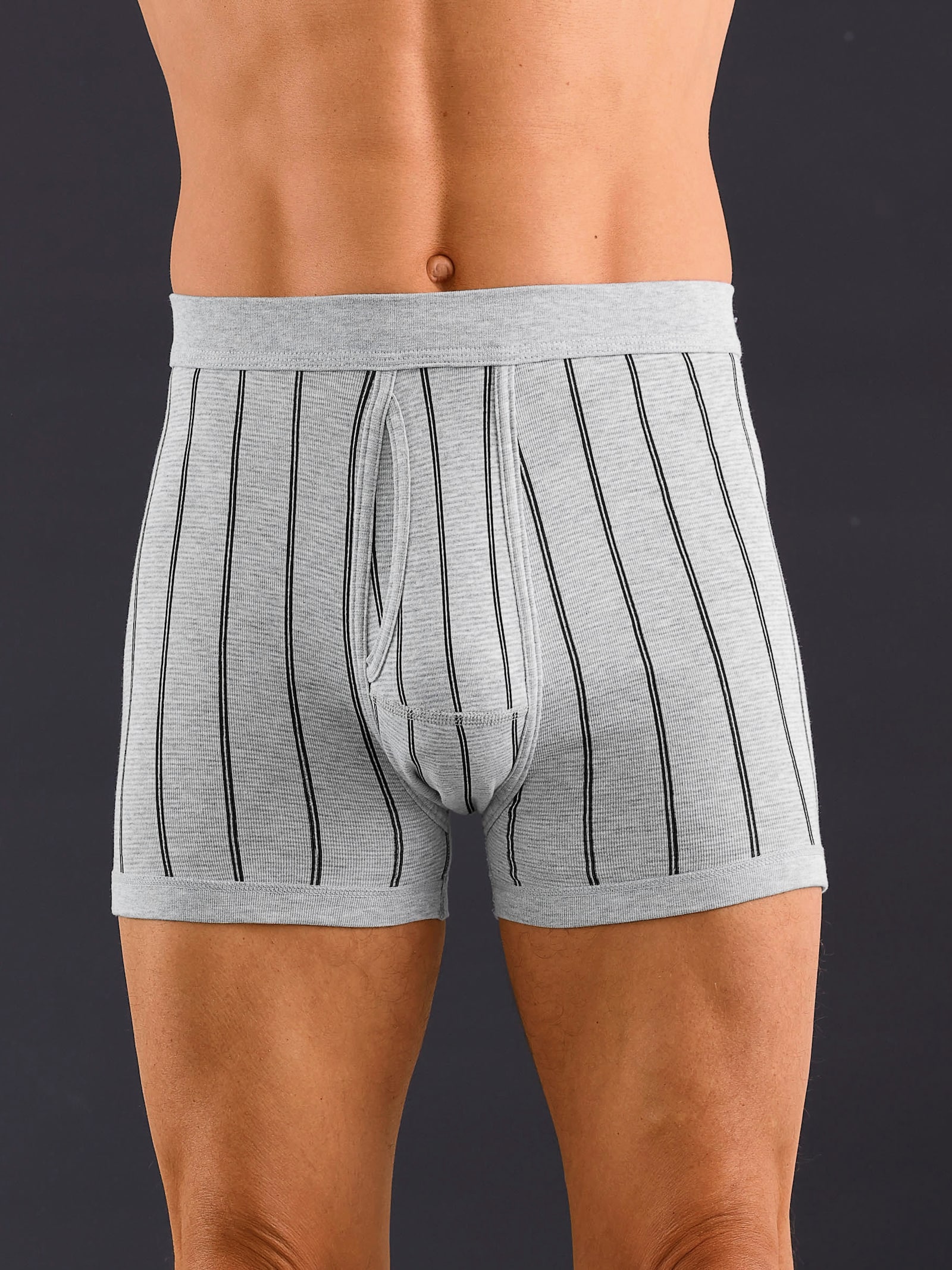 wäschepur men Broek kort - lichtgrijs gestreept