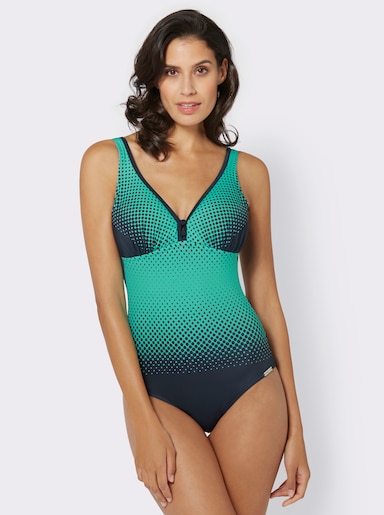 Sunmarin Badeanzug mit Bruststütze - marine-mint-bedruckt