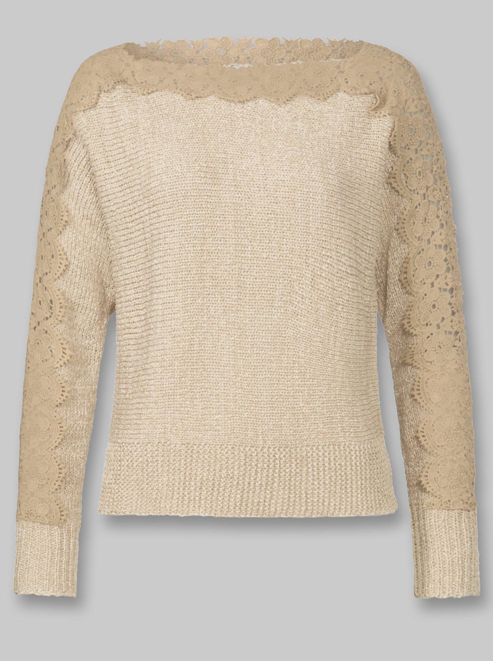 heine Langarm-Pullover aus Bändchengarn - sand