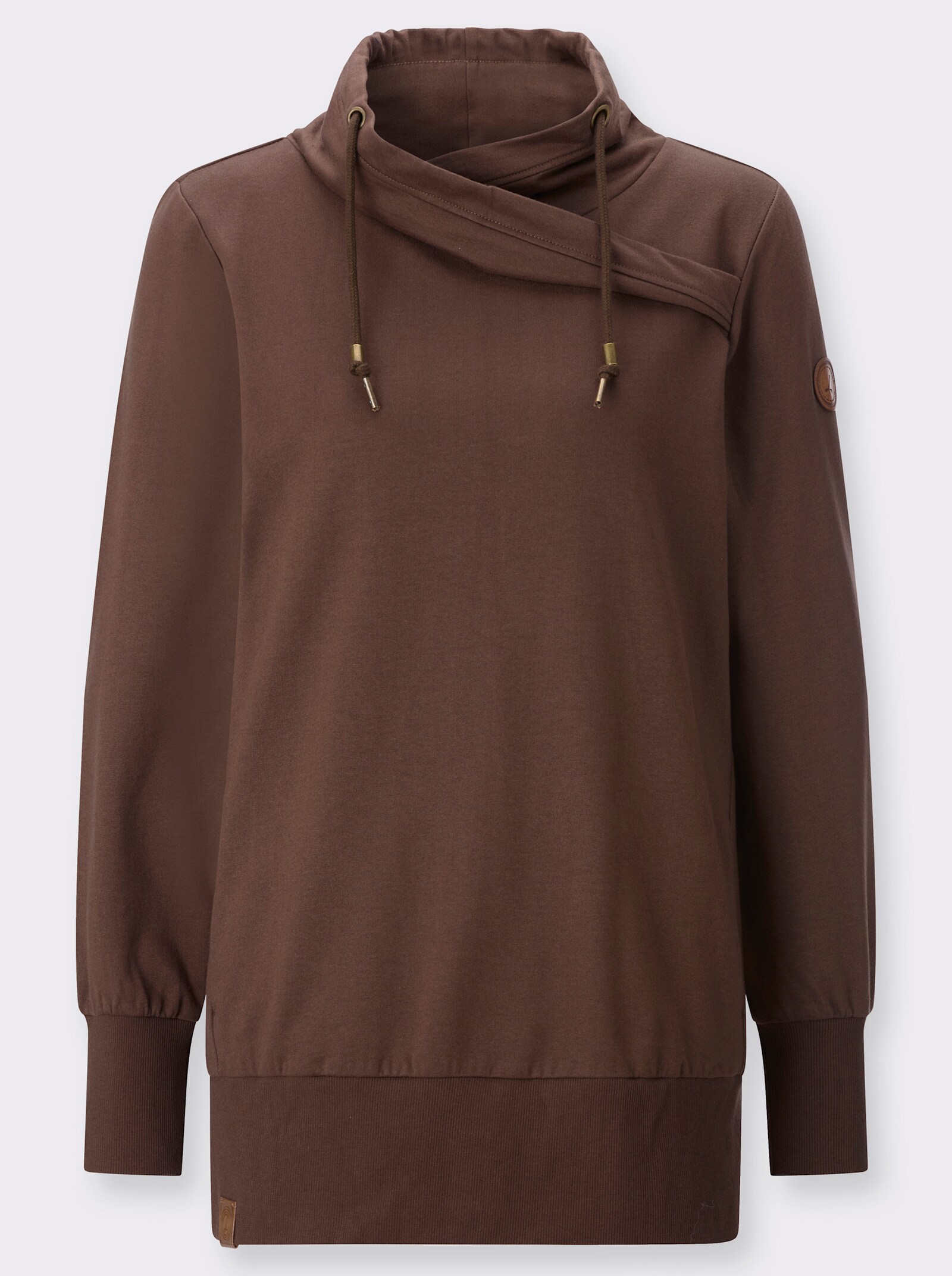  Sweatshirt mit asymmetrischem Kragen - schoko