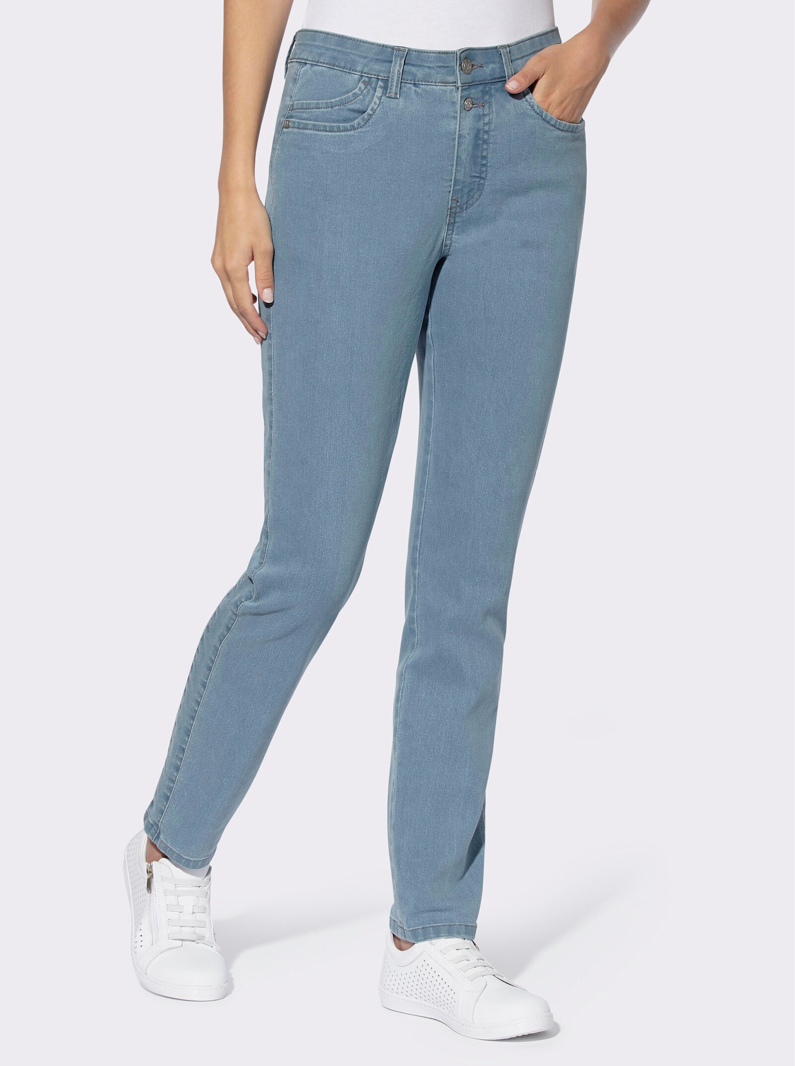 heine Stretch-Jeans mit Schmuckknöpfen - blue-bleached
