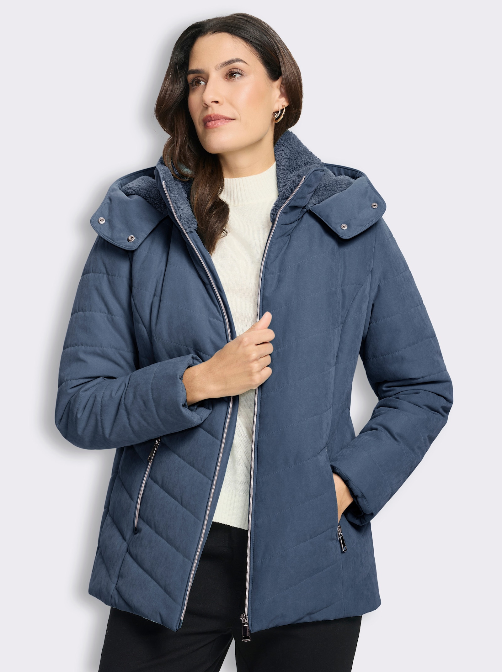  Steppjacke mit Teddyfleece-Futter - rauchblau