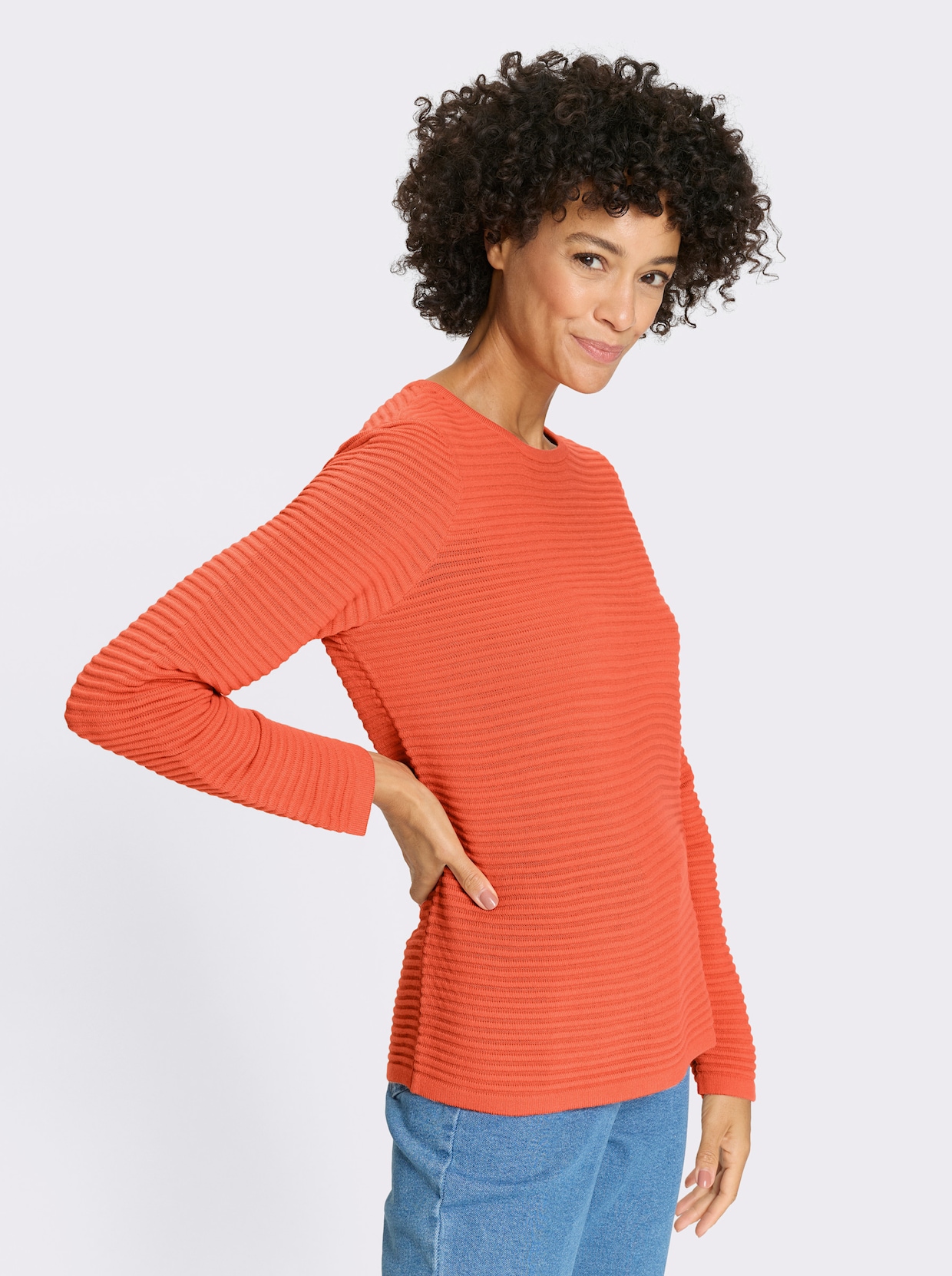 Langarm-Pullover - koralle