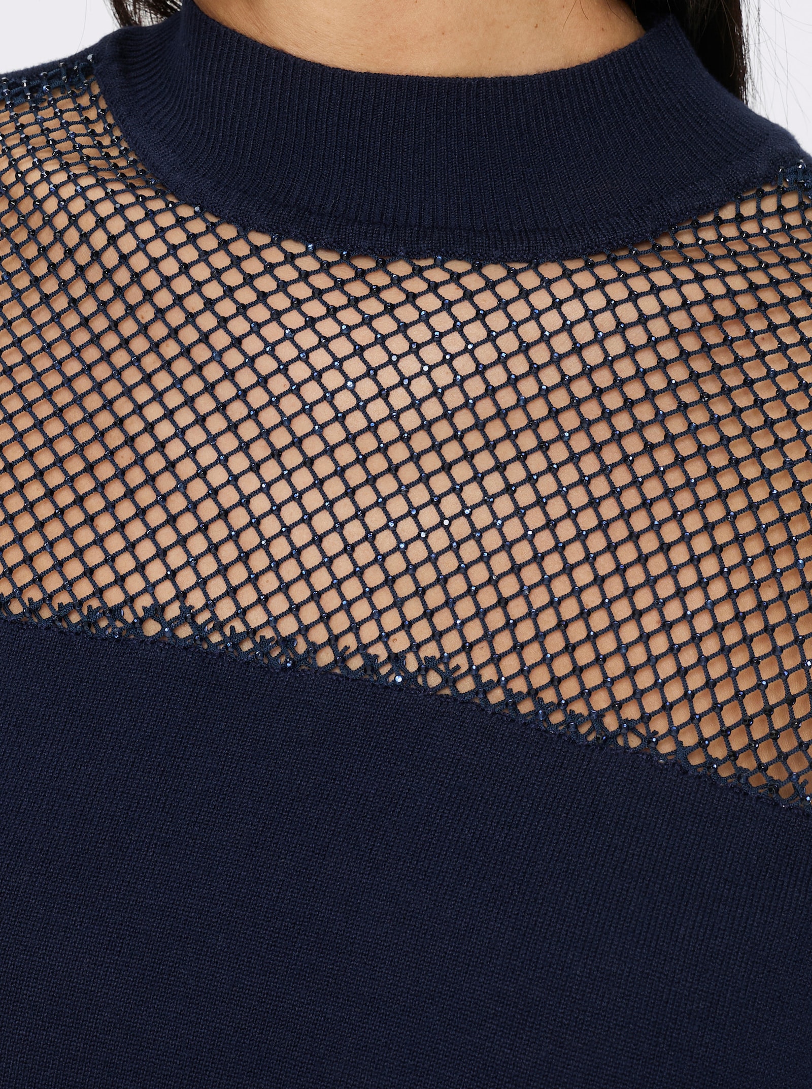 heine Pullover met lange mouwen en netinzet - marine