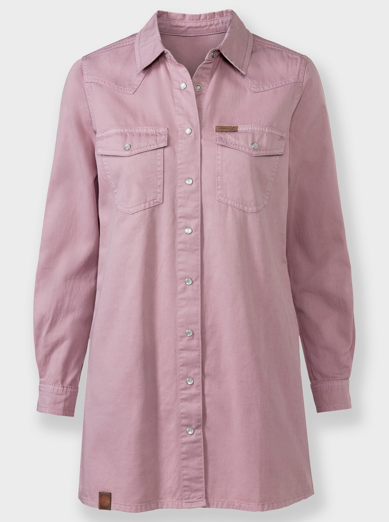 Jeansbluse mit Druckknopfleiste - mauve