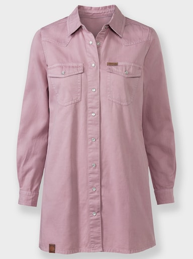 Jeansbluse mit Druckknopfleiste - mauve