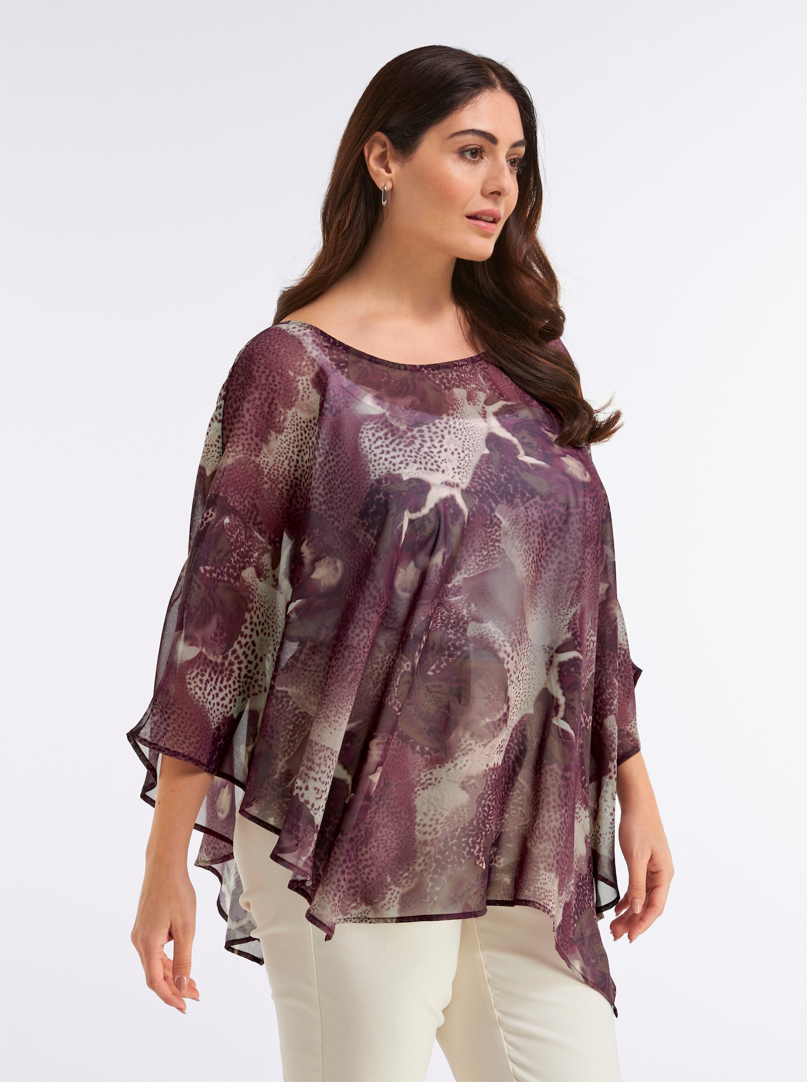 sheego Tunika mit modischen Fledermausärmeln - schoko-apricot-bedruckt