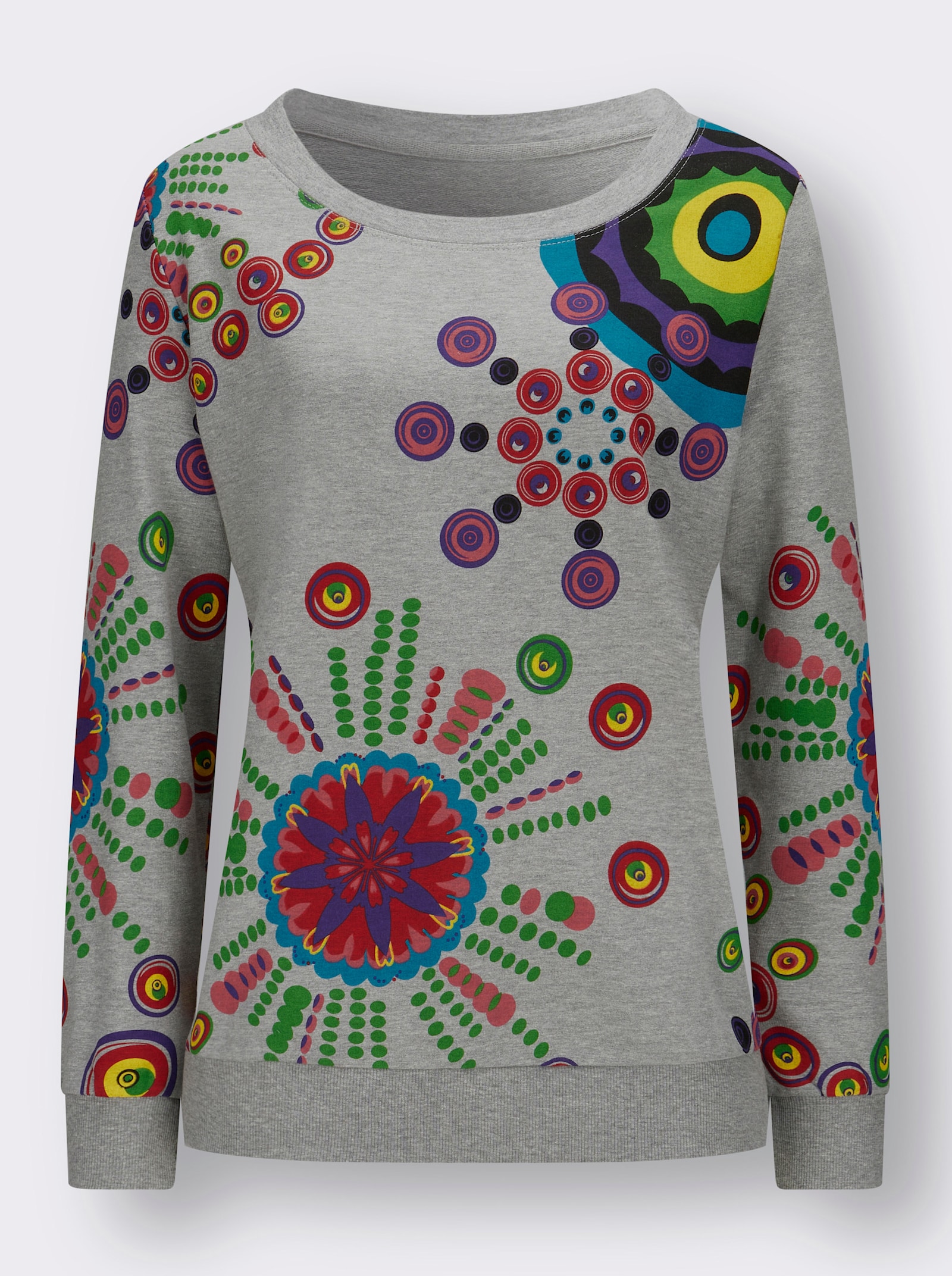 Sweatshirt mit grafischem Druck - grau-meliert bedruckt