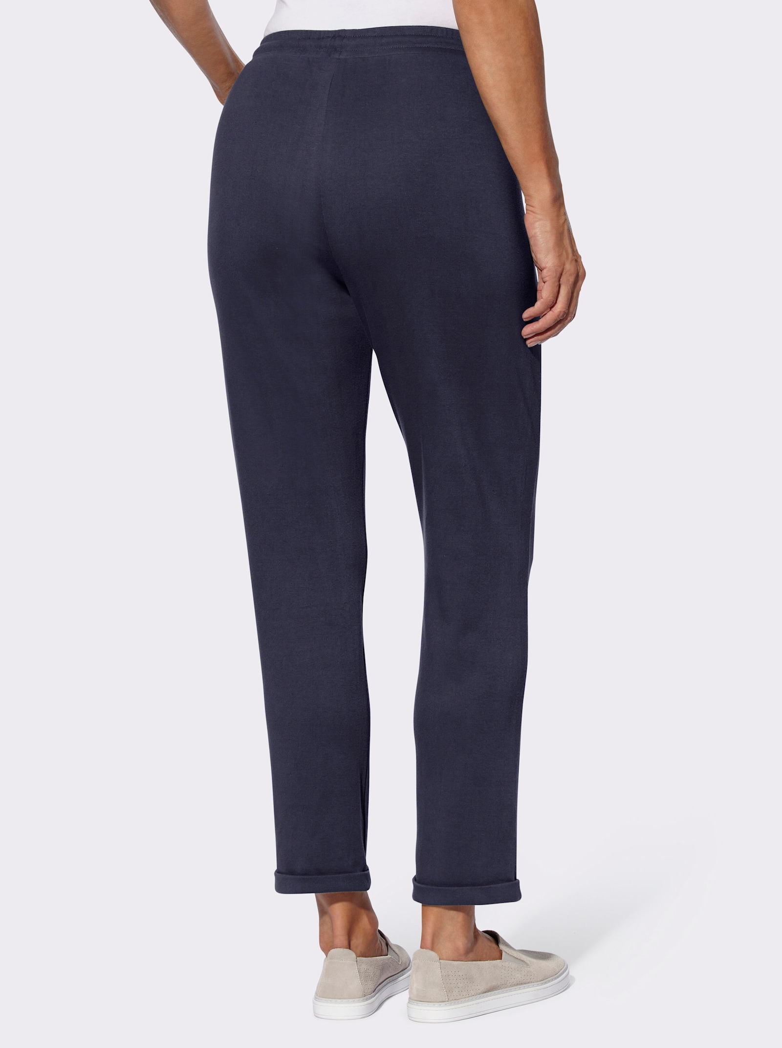 Sweathose mit Blütenstickerei - marine