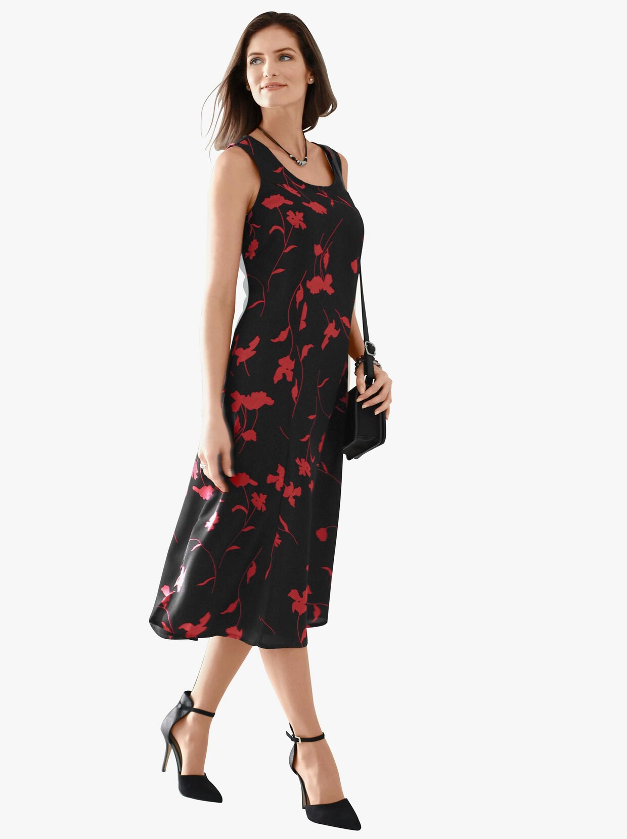Klänning med tryck - svart-röd