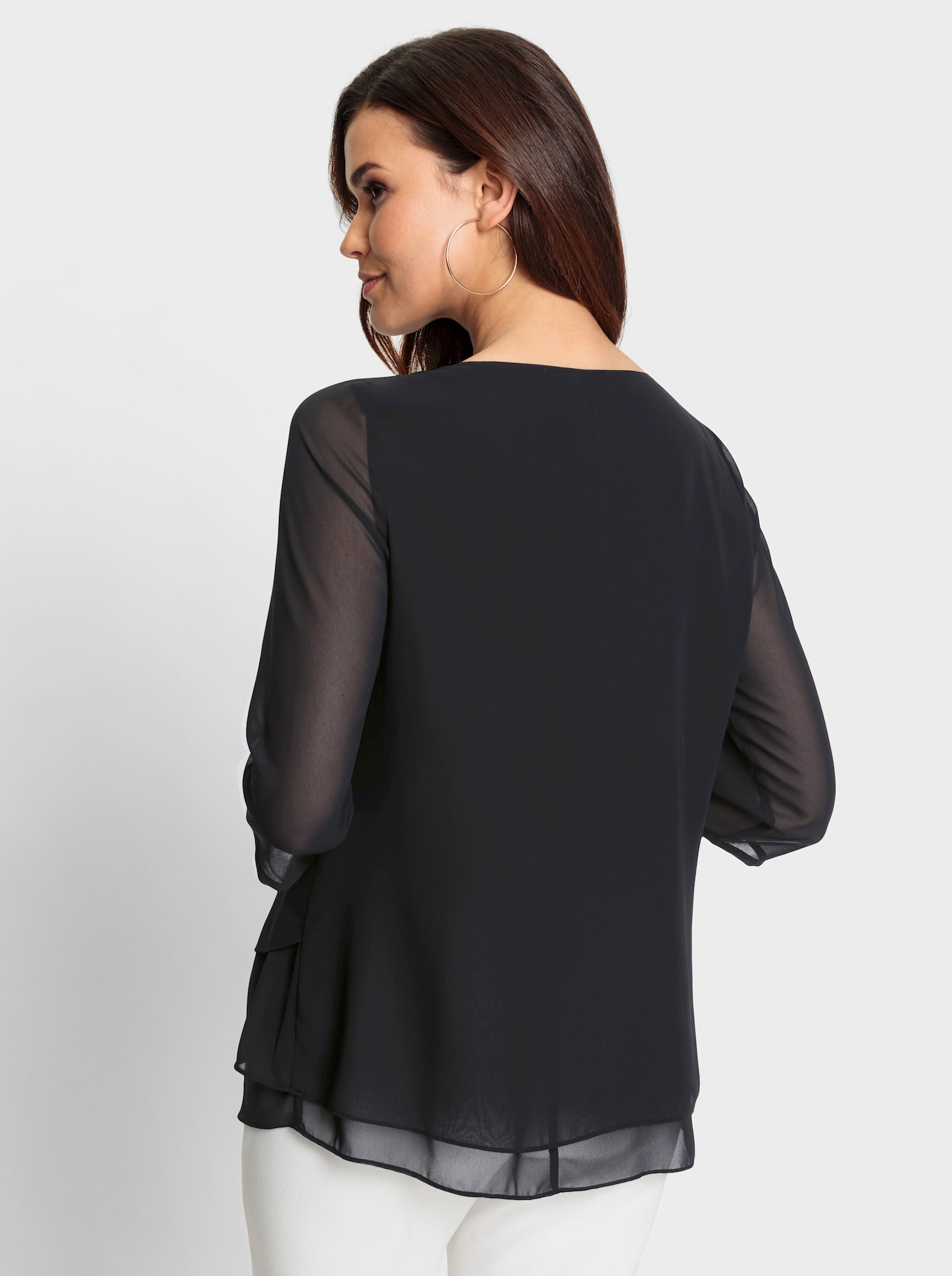 Schlupfbluse in Georgette-Qualität - schwarz