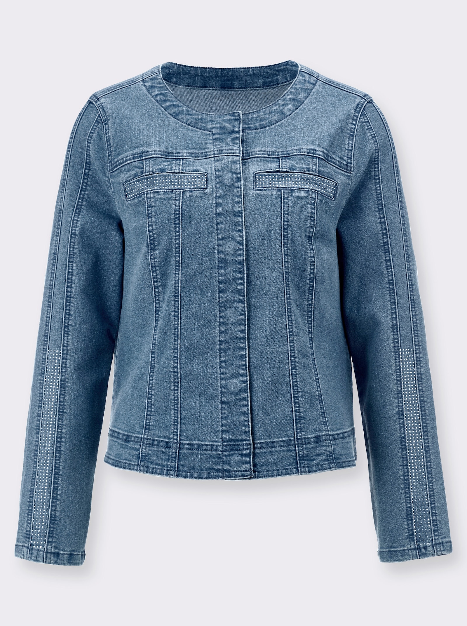 Jeansjack met glittersteentjes - blue-bleached