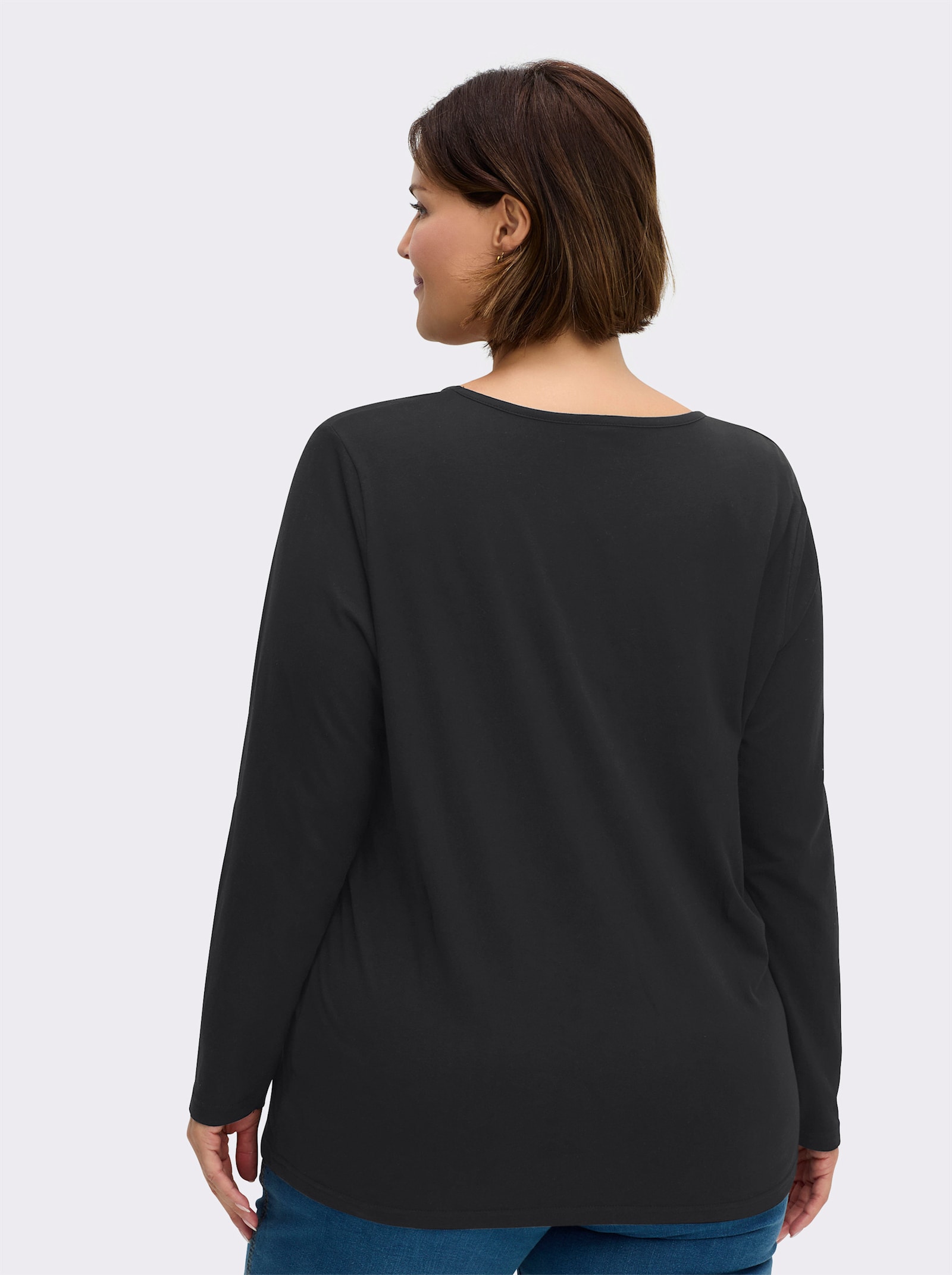Langarmshirt in weiter Form - schwarz