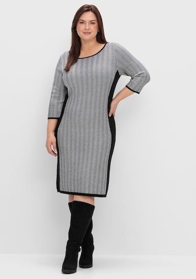 sheego Strickkleid - schwarz-weiß