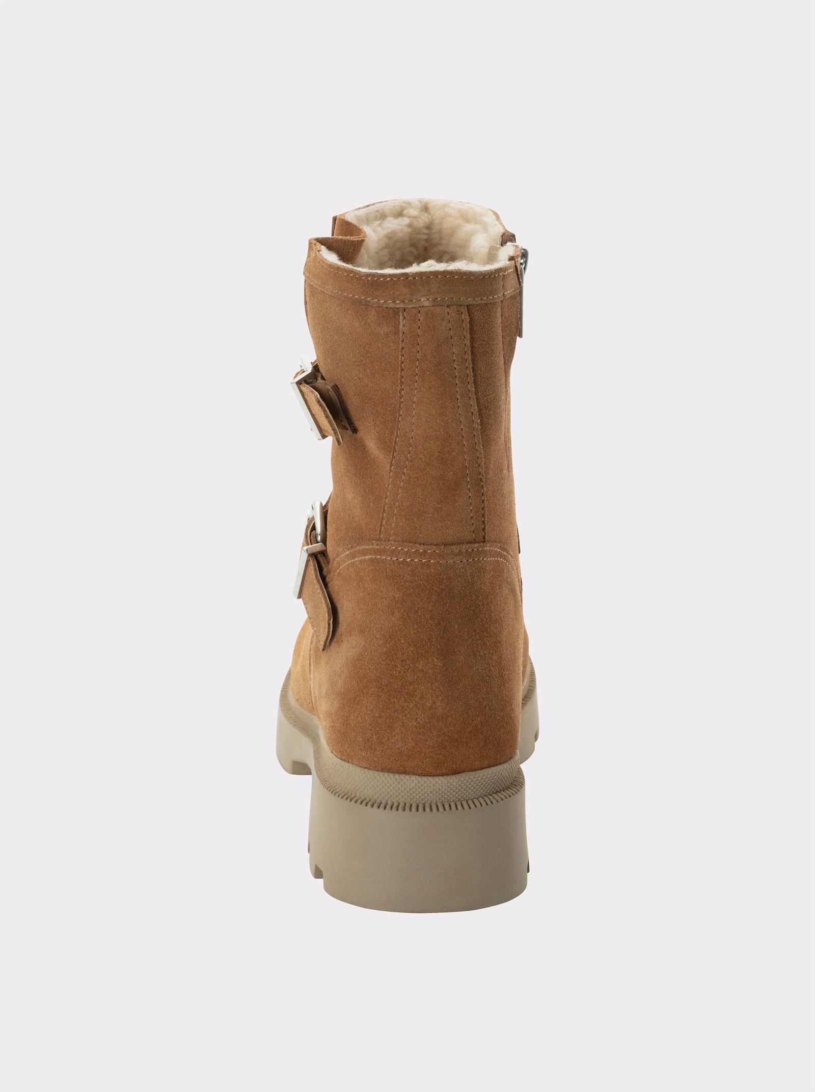 sheego Stiefelette mit Bändern und Schnallen - camel