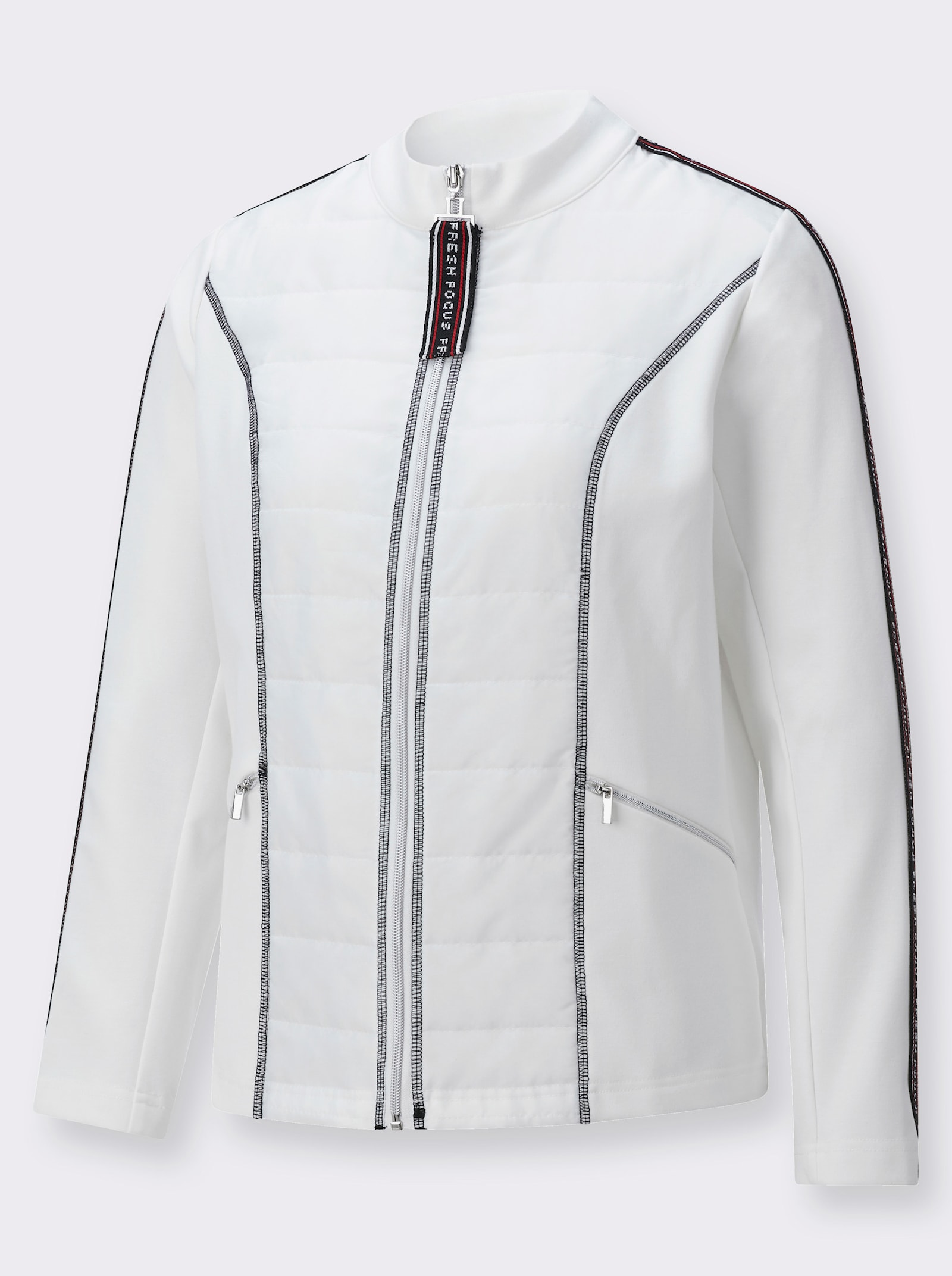Shirtjacke mit Ripsband hinten - ecru-schwarz