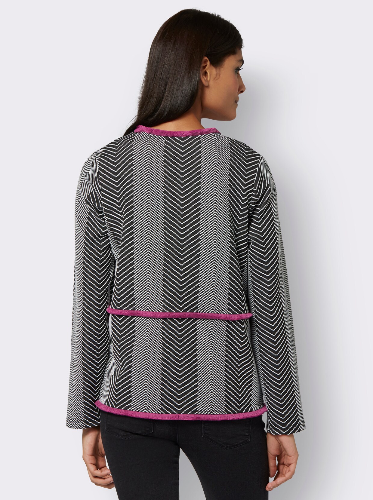Jacquardblazer - ecru/zwart gedessineerd