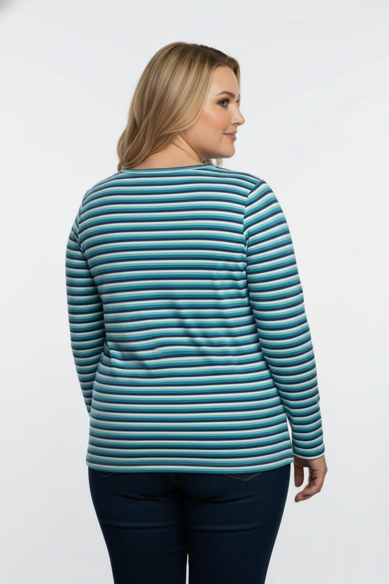 Langarmshirt im Ringel-Dessin - topas-marine-geringelt